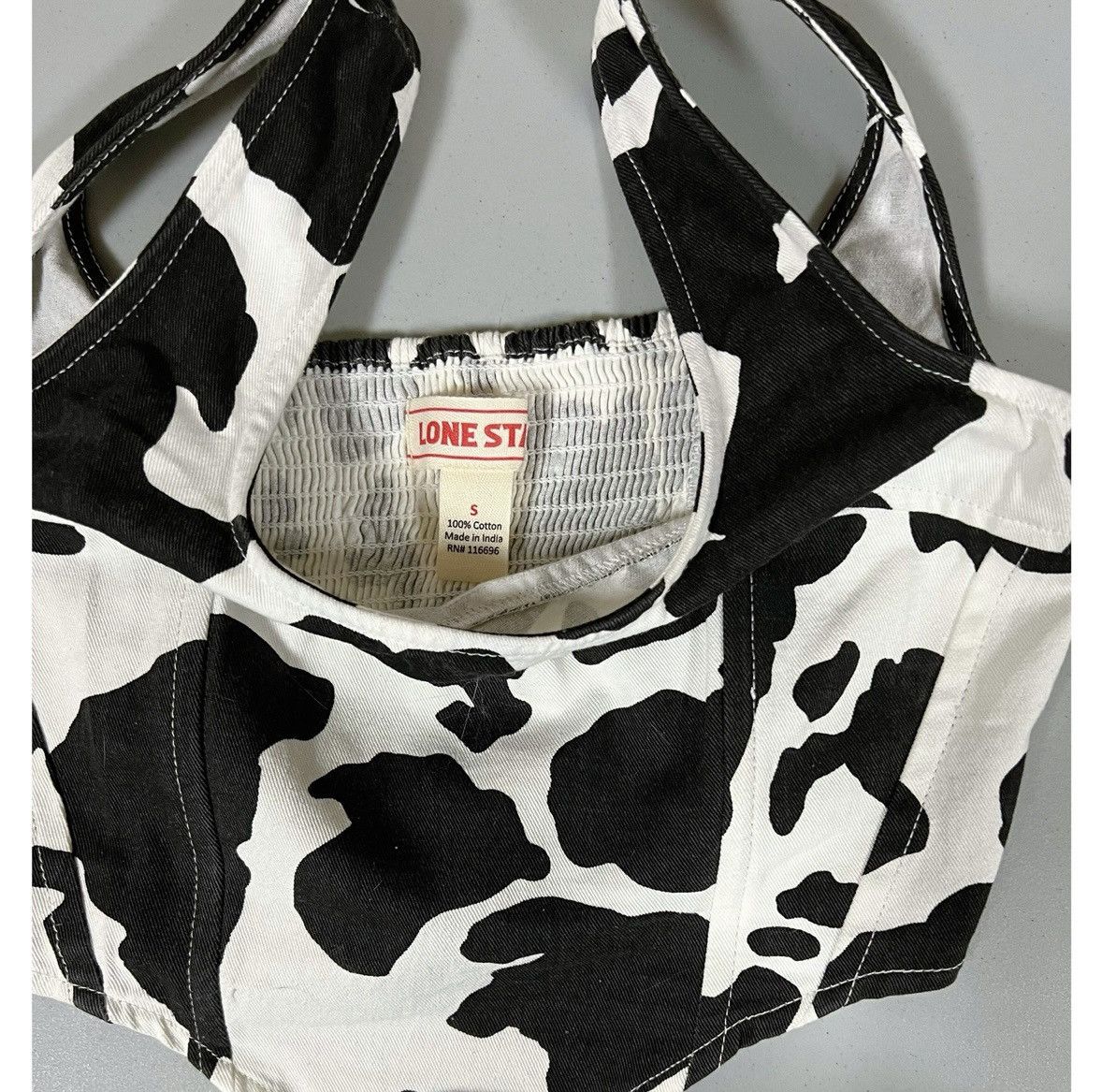 Vintage Black White Cow Print Denim Tank Crop Top Shirt Size S 🤍🖤 Size S / US 4 / IT 40 - 5 Thumbnail