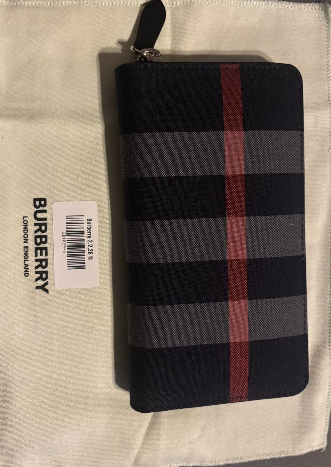 Burberry Burberry Navy Check Zip Around Wallet – New With Tags + COA Size ONE SIZE - 1 Thumbnail