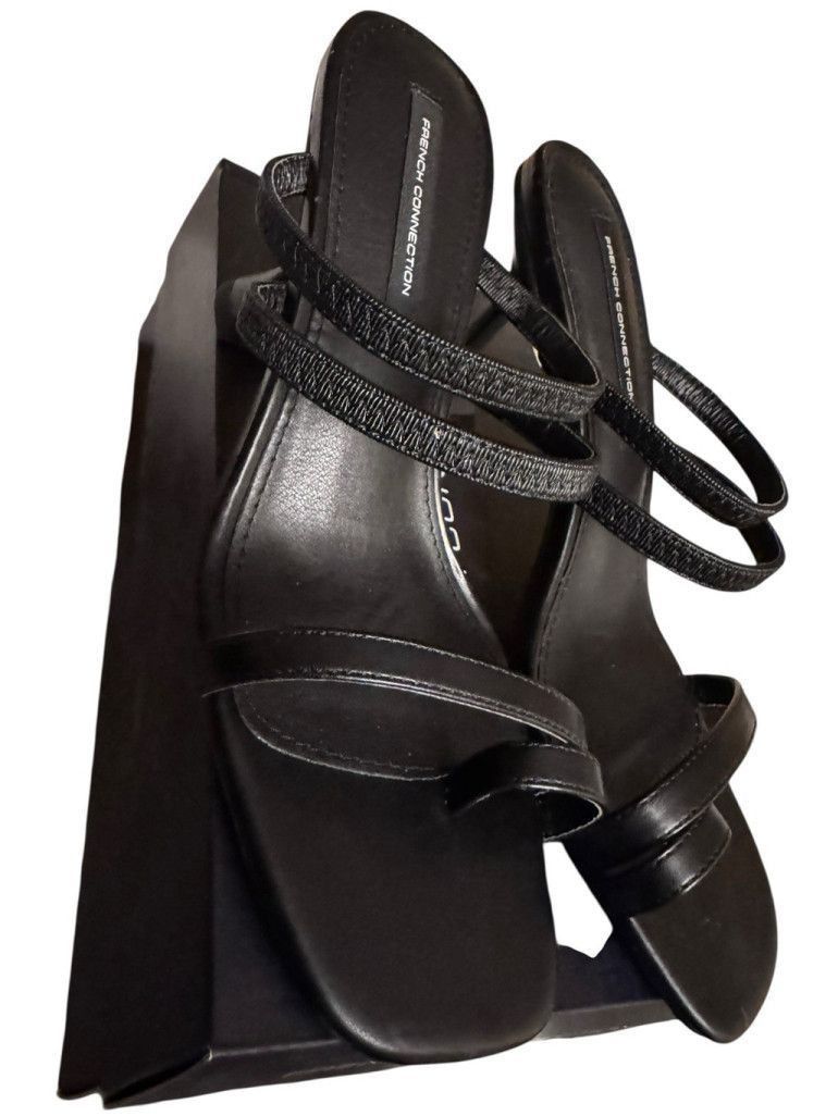 French Connection French Connection Flared Heeled Sandals-Black Size 10 Size US 10 / IT 40 - 1 Thumbnail