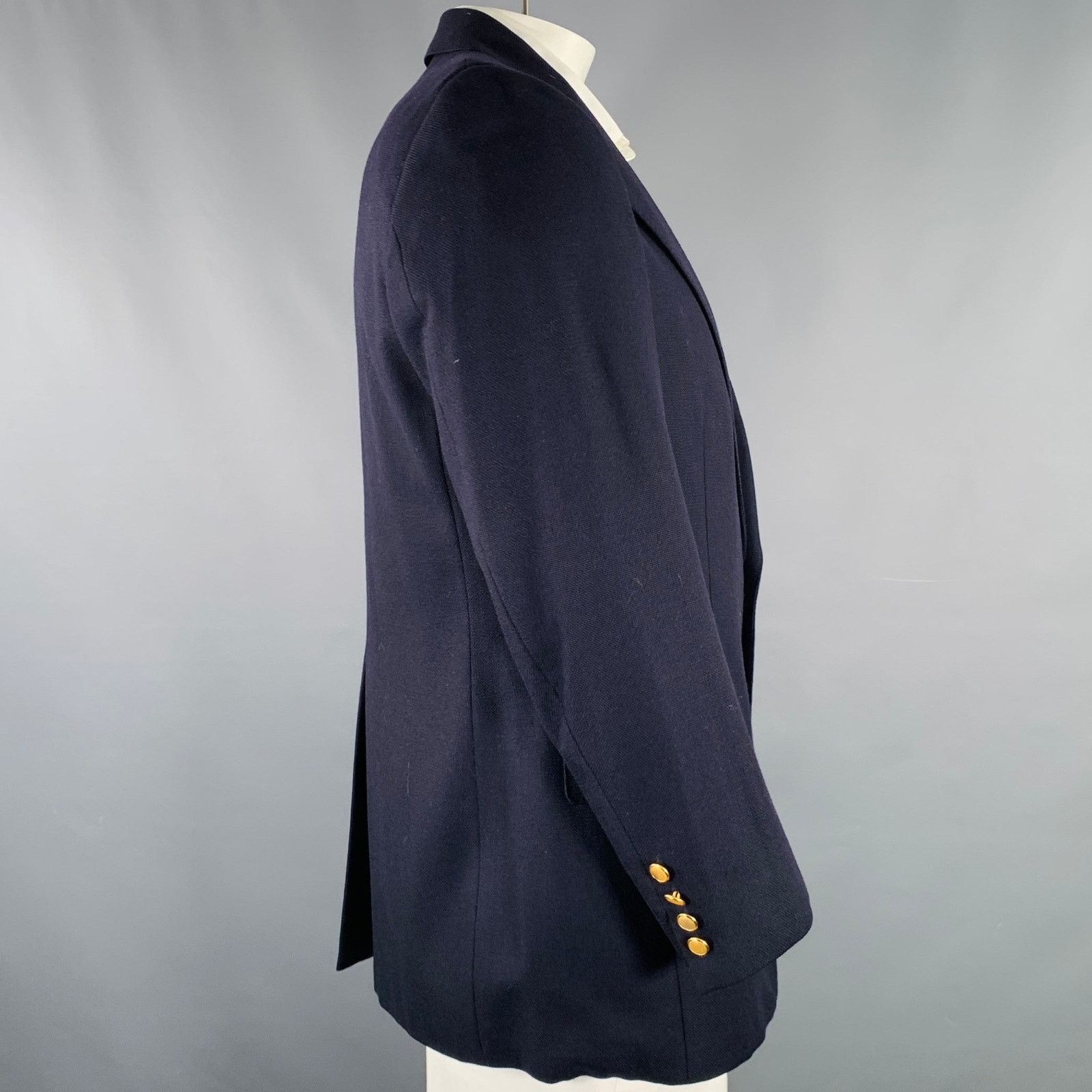Aquascutum AQUASCUTUM Size 42 Navy Wool Single Breasted Sport Coat Size 42R - 2 Thumbnail