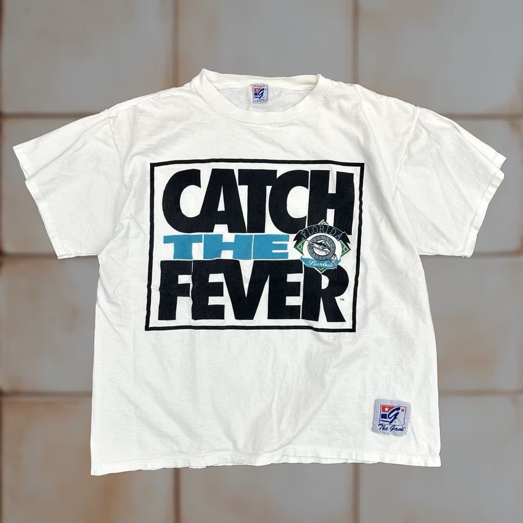 Vintage VINTAGE The Game T Shirt Florida Marlins 90s Catch The Fever XL White Mens Size US XL / EU 56 / 4 - 1 Thumbnail