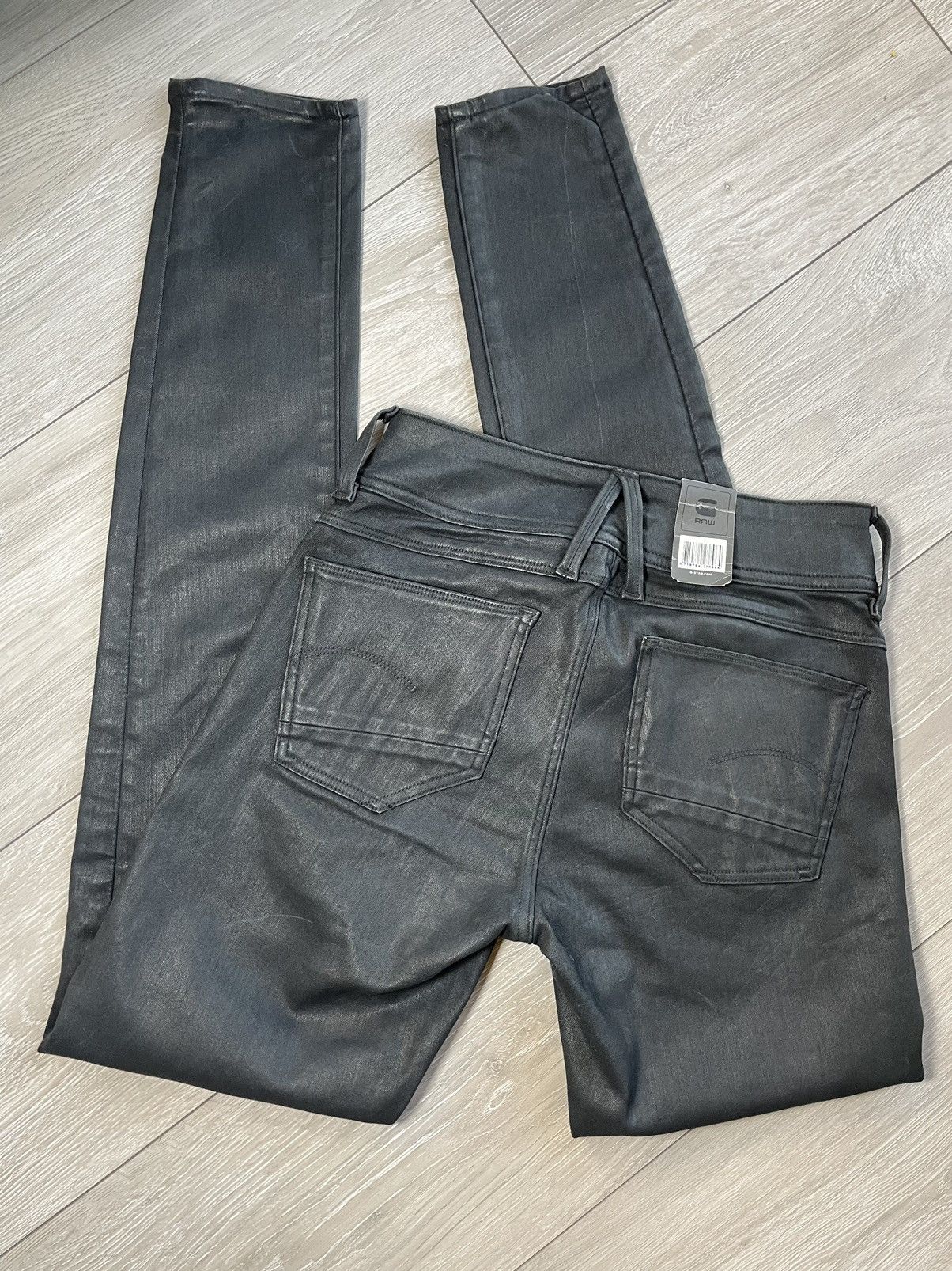 G-Star G-Star RAW New/Tags Black Coated/Waxed Denim Biker Fit Size US 28 / EU 44 - 1 Thumbnail