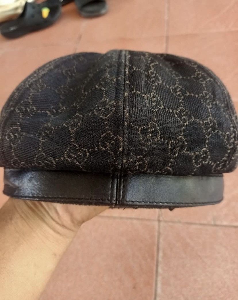 Gucci Vintage Gucci GG pattern leather-trimmed newsboy cap Size ONE SIZE - 3 Thumbnail