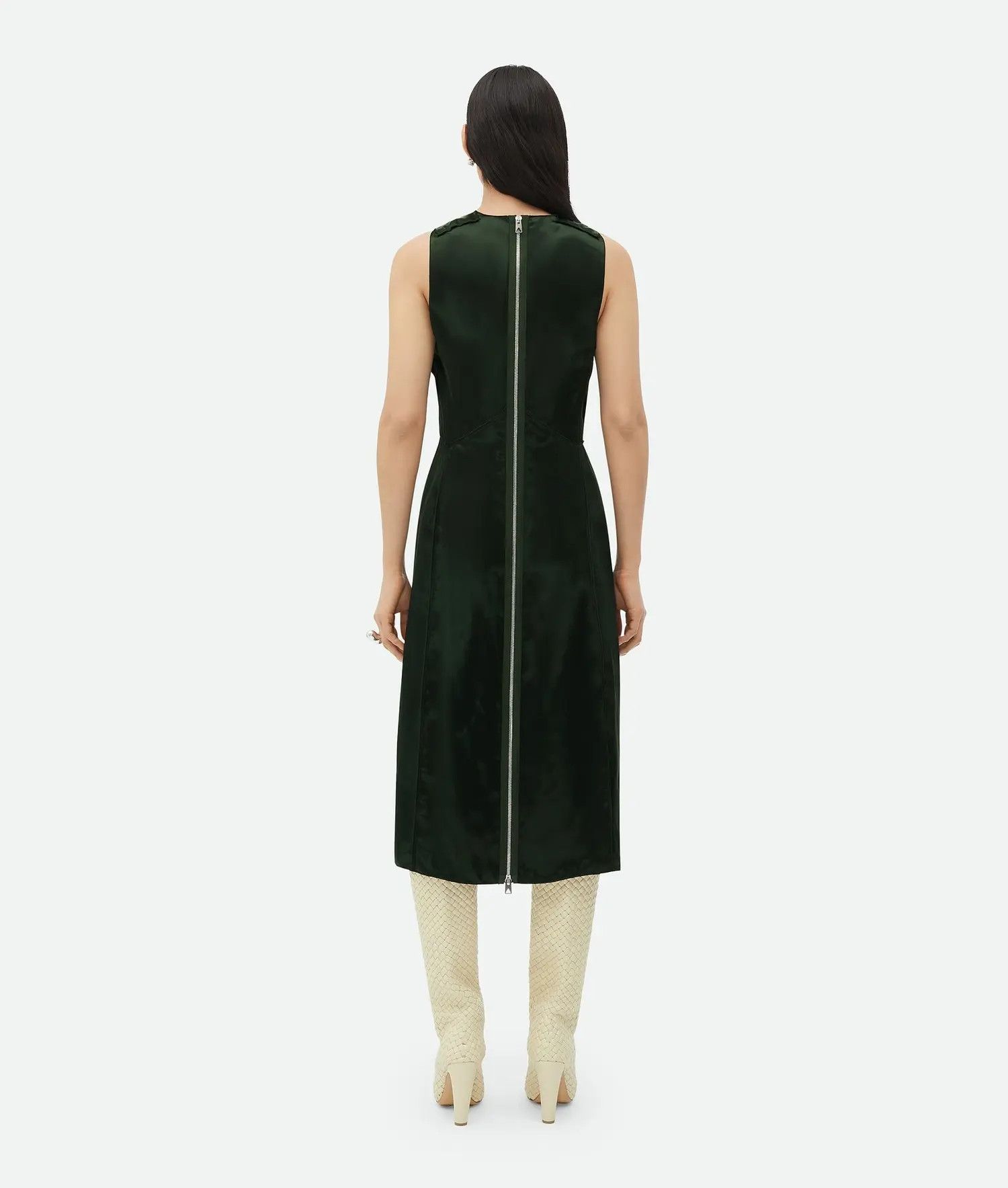 Bottega Veneta o1n1vont0425 Washed Fluid Shine Viscose Satin Dress Camping Size S / US 4 / IT 40 - 3 Thumbnail