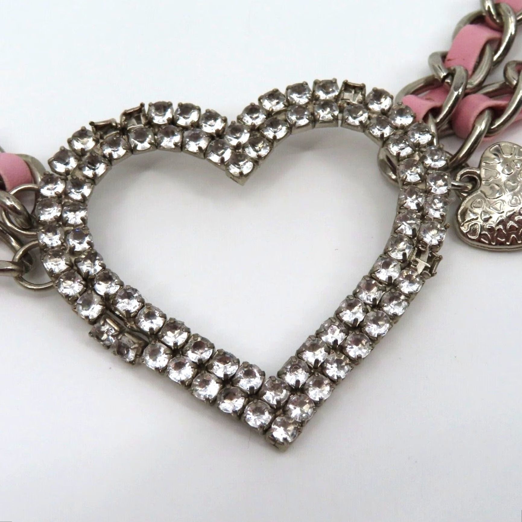 Vintage VINTAGE Silver Tone Metal Rhinestone Heart Chain Waist Belt Womens OSFM One Size Size ONE SIZE - 2 Thumbnail