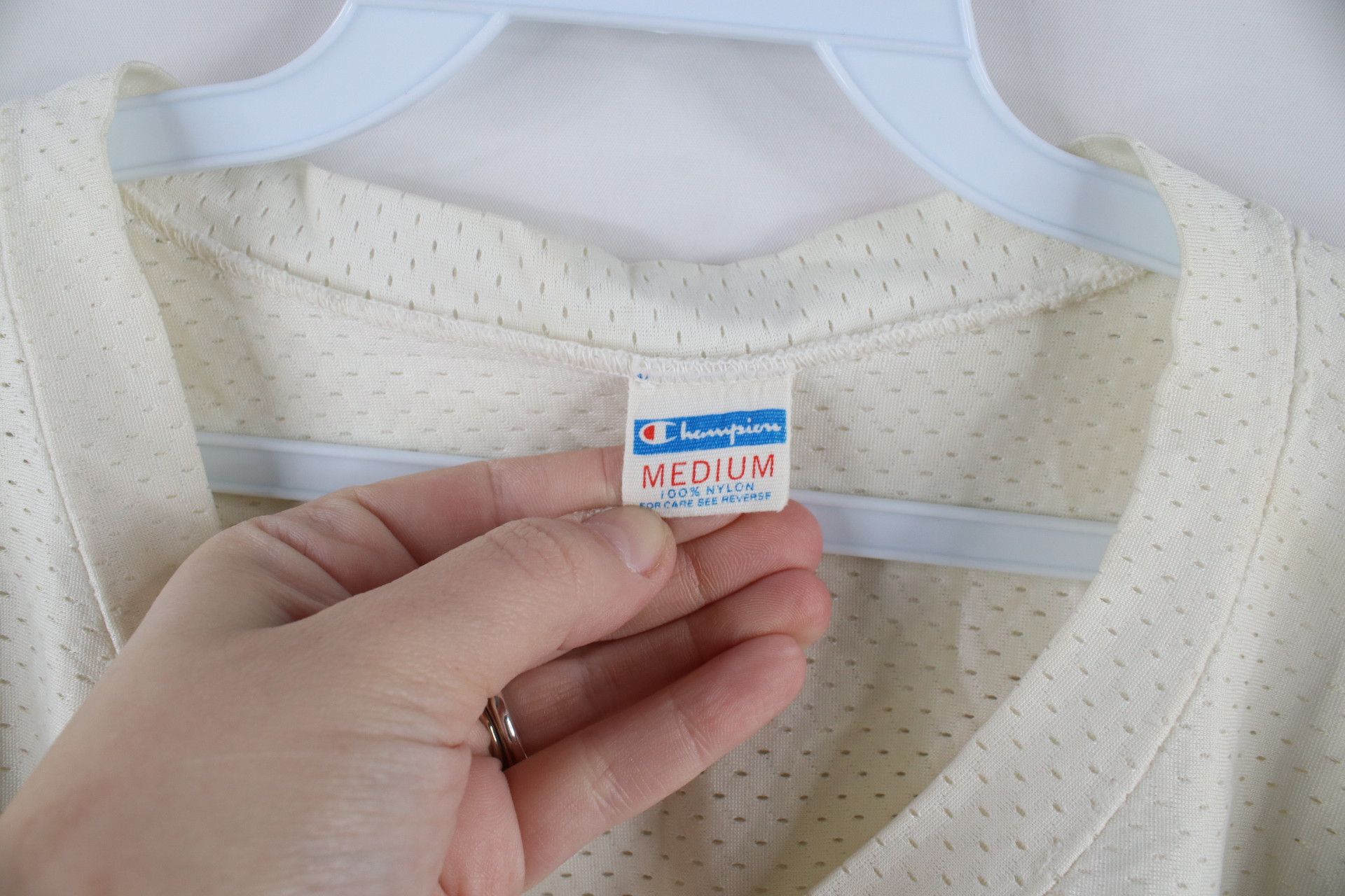 Champion × Vintage Vintage 70s Champion Out Mesh Football Jersey White USA Size US M / EU 48-50 / 2 - 6 Thumbnail