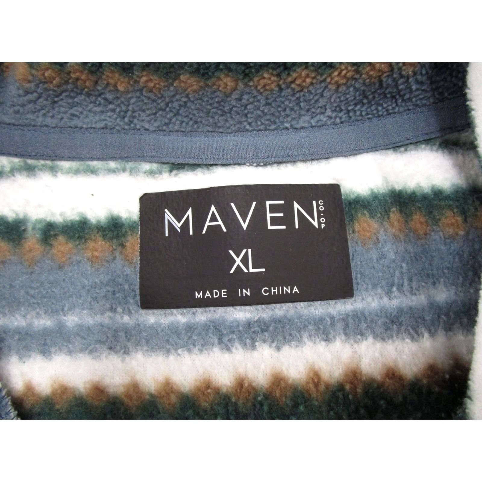 Vintage Maven Co-Op Mens Pullover Jacket XL Striped Mock Neck Zip Polyester Fleece 90s Classic Designer Outdoors Size US XL / EU 56 / 4 - 2 Thumbnail