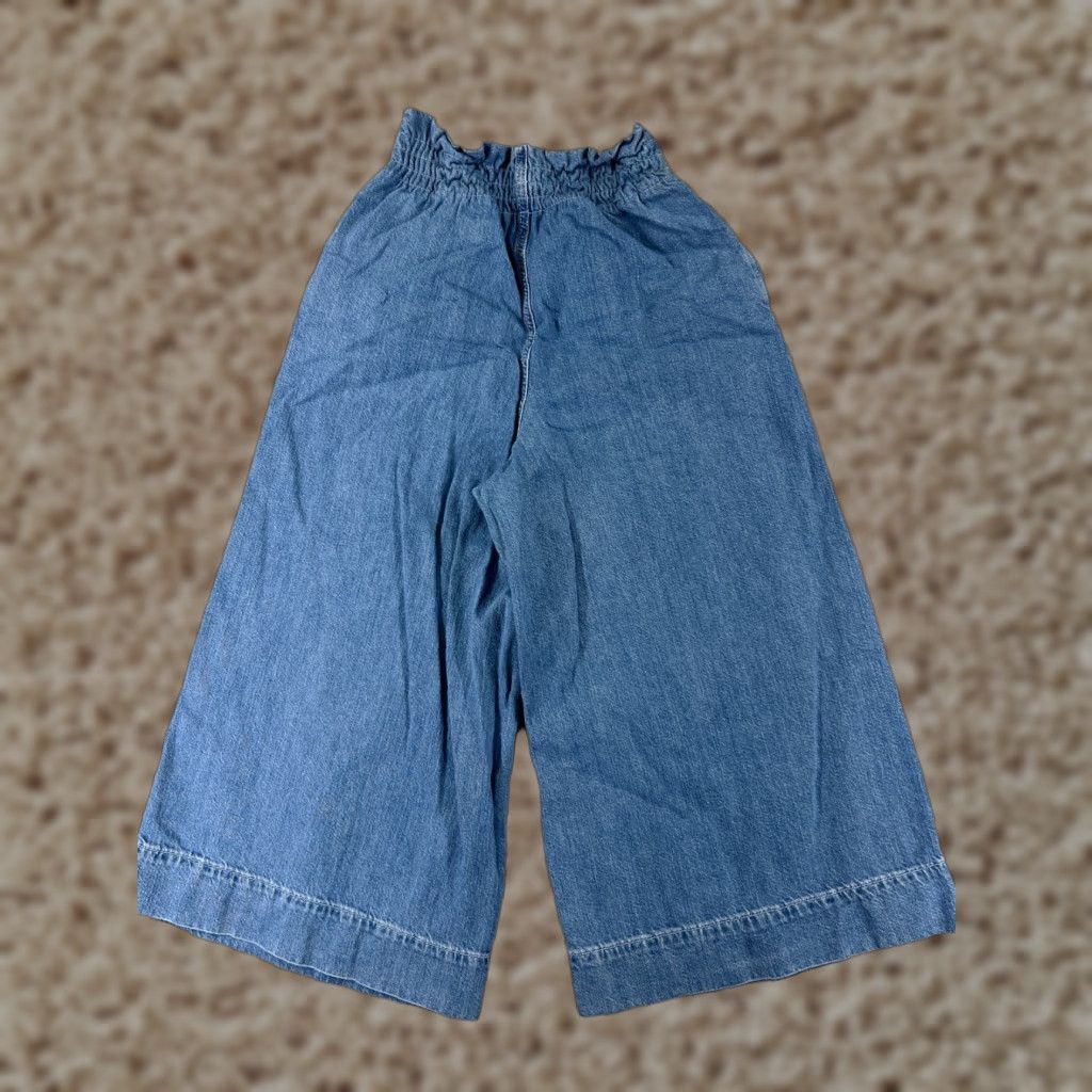 Topshop Top Shop Jeans Womens 25 Blue Denim Moto Wide-Leg Capri Elastic Waist Cott Size 4XL / US 24-26 - 1 Thumbnail