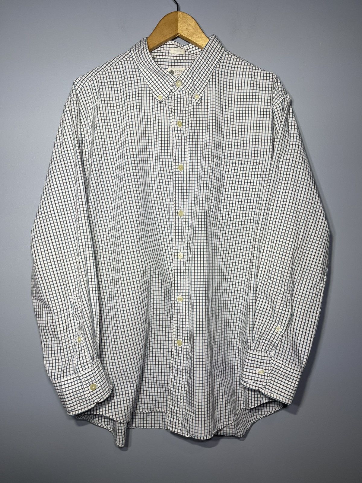 J.Crew J Crew Tailored Fit Gingham Shirt Blue & White Men’s Sz XL Size US XL / EU 56 / 4 - 2 Thumbnail
