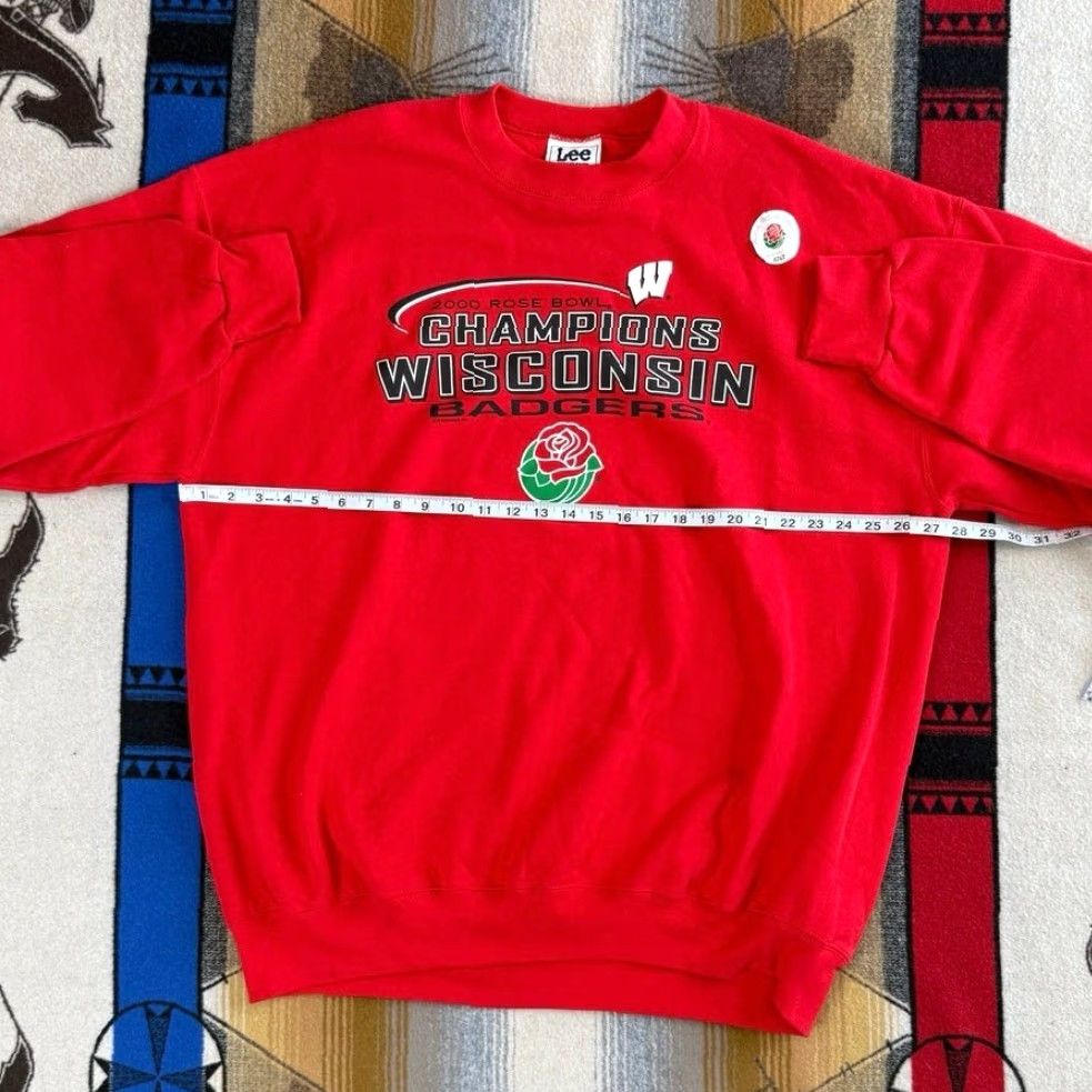 Lee VINTAGE Wisconsin Badgers Rose Bowl 2000 Crewneck Sweatshirt 2XL Red Lee Mens Sweatshirt Pullover NWT Champs Size US XXL / EU 58 / 5 - 6 Thumbnail