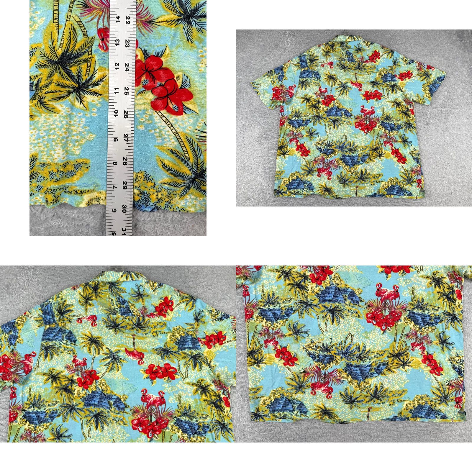George George Shirt Adult 2XL Blue Floral Hawaiian Button-Up Short Sleeve Mens Casual Party/Cocktail Travel Flower Size US XXL / EU 58 / 5 - 9 Thumbnail