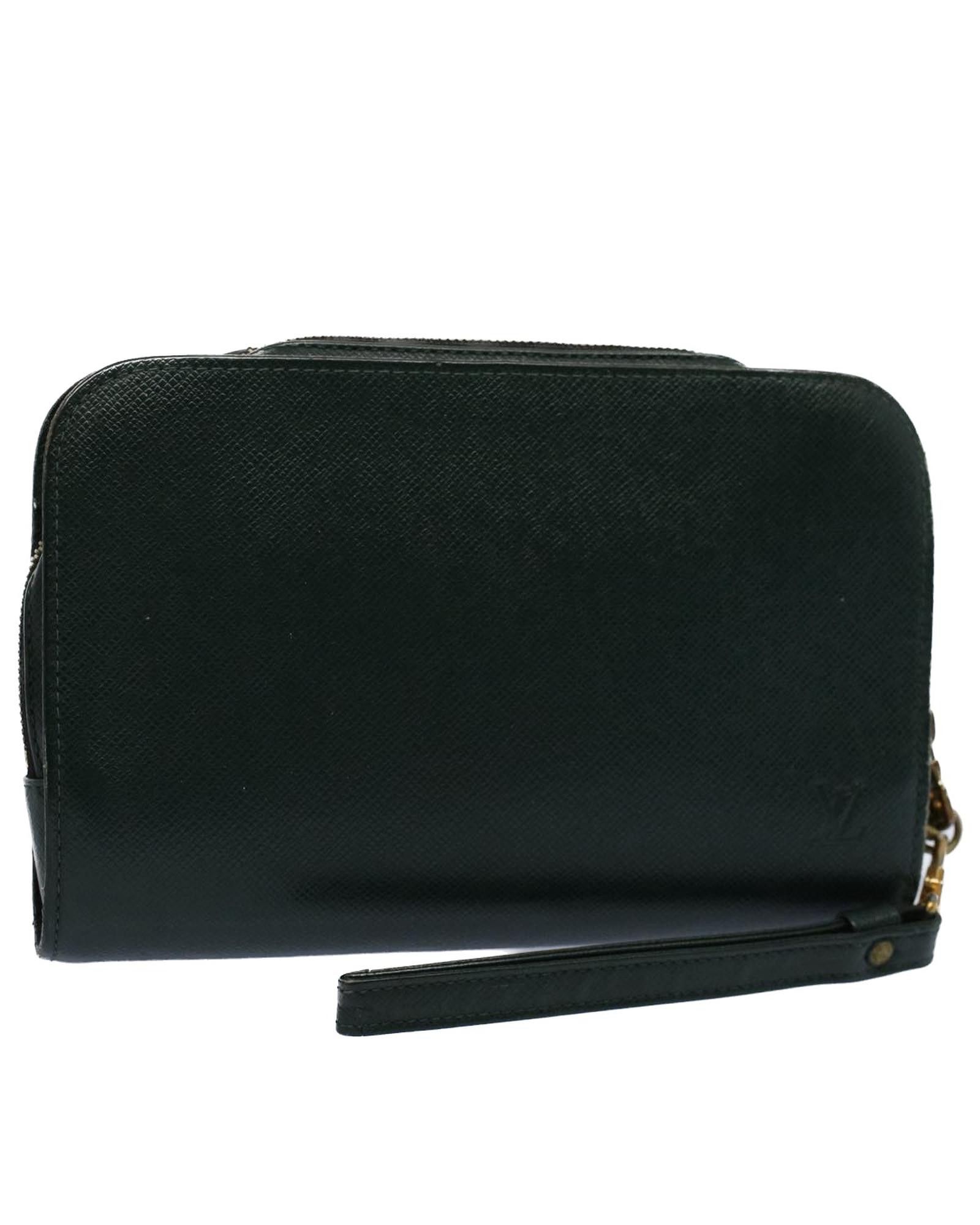 image of Louis Vuitton Epicea Taiga Leather Clutch Bag, Men's