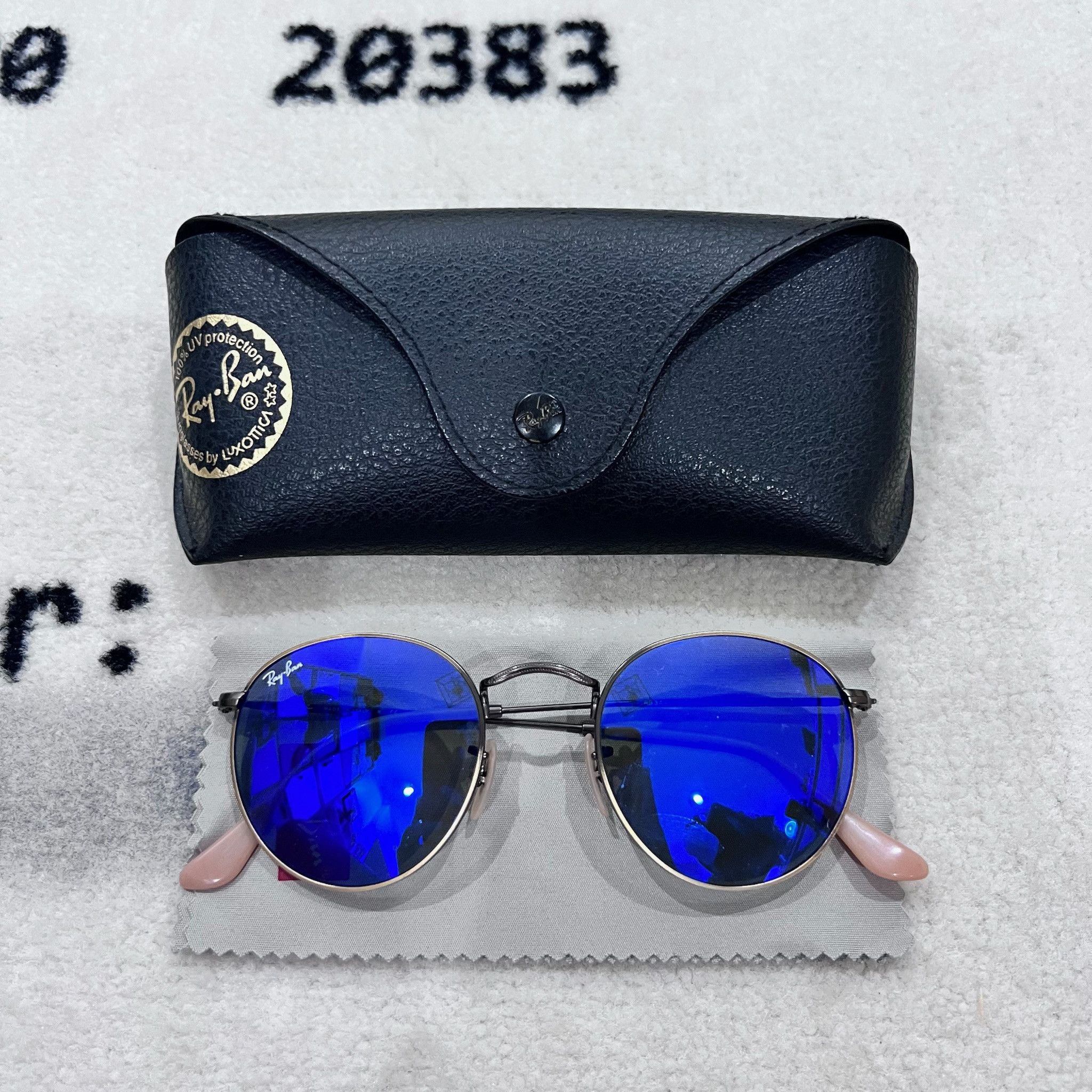 RayBan RayBan Round Flash Lenses Gunmetal Frame RB3447 Sunglasses Size ONE SIZE - 1 Thumbnail