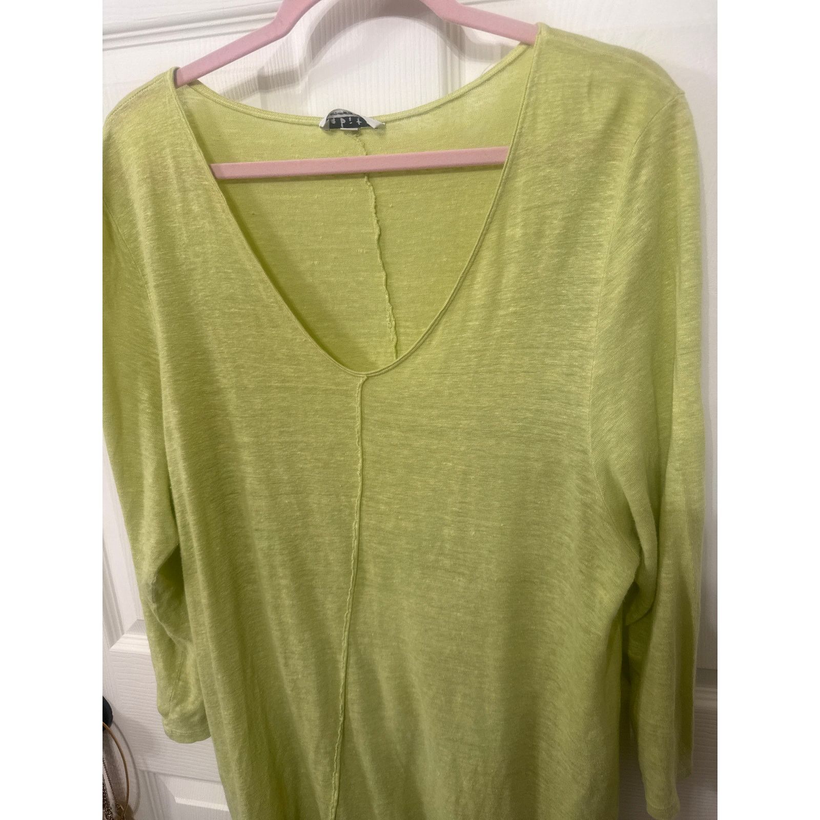 Habitat Habitat Exposed Lime Green Seam V-neck Linen Tunic, XL Size XL / US 12-14 / IT 48-50 - 5 Thumbnail