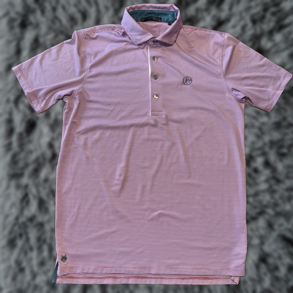Vintage VINTAGE not applicable here; Greyson Polo Shirt AOP Mens Medium Wolf Logo B 1908 Green White Snakes Purple Size US M / EU 48-50 / 2 - 1 Thumbnail