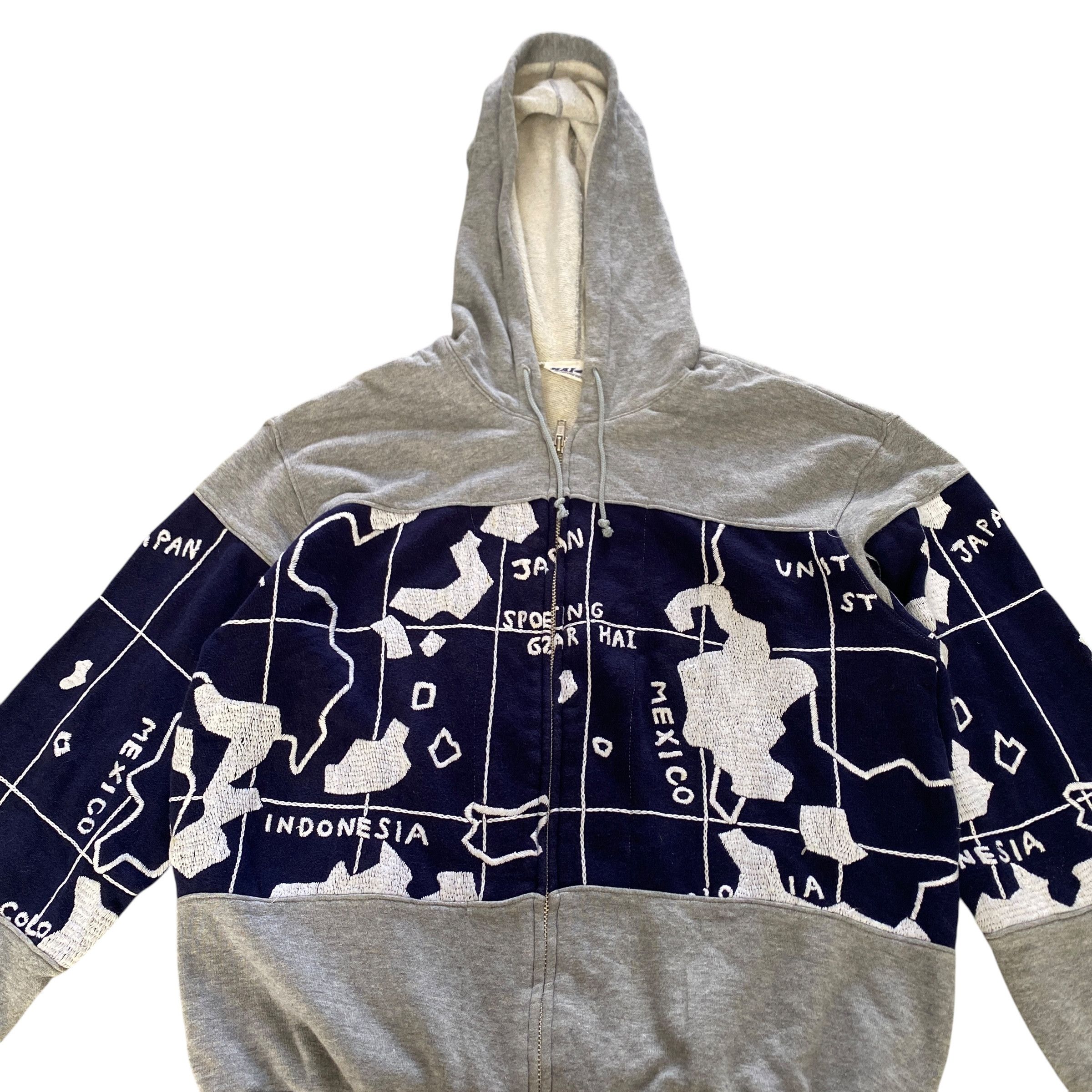 Hai Sporting Gear × Issey Miyake Vintage Hai Sporting Gear By Issey Miyake World Map Hoodie Size US M / EU 48-50 / 2 - 2 Thumbnail