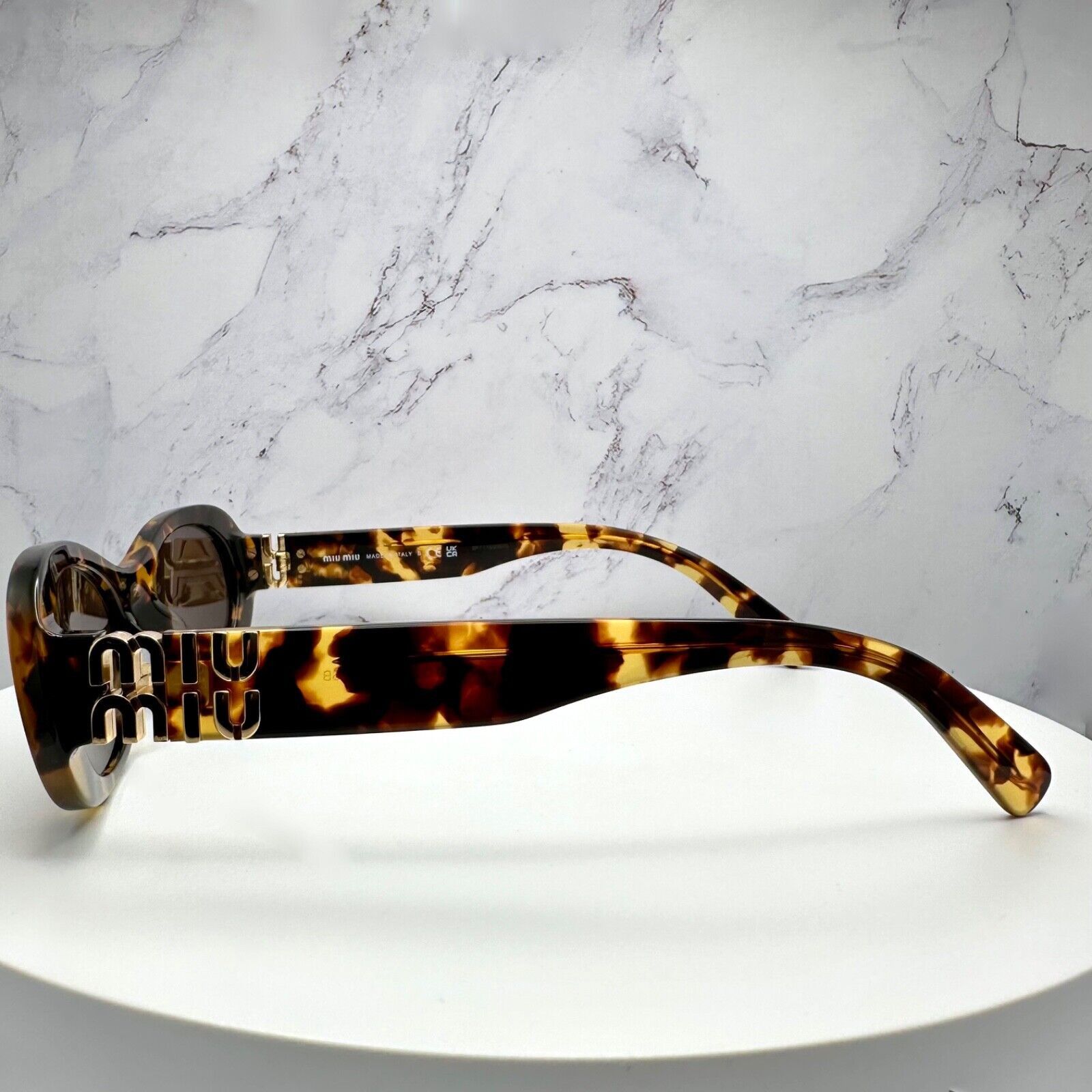 Miu Miu NEW MIU MIU Sunglasses Brown Oval Gold Size ONE SIZE - 10 Thumbnail