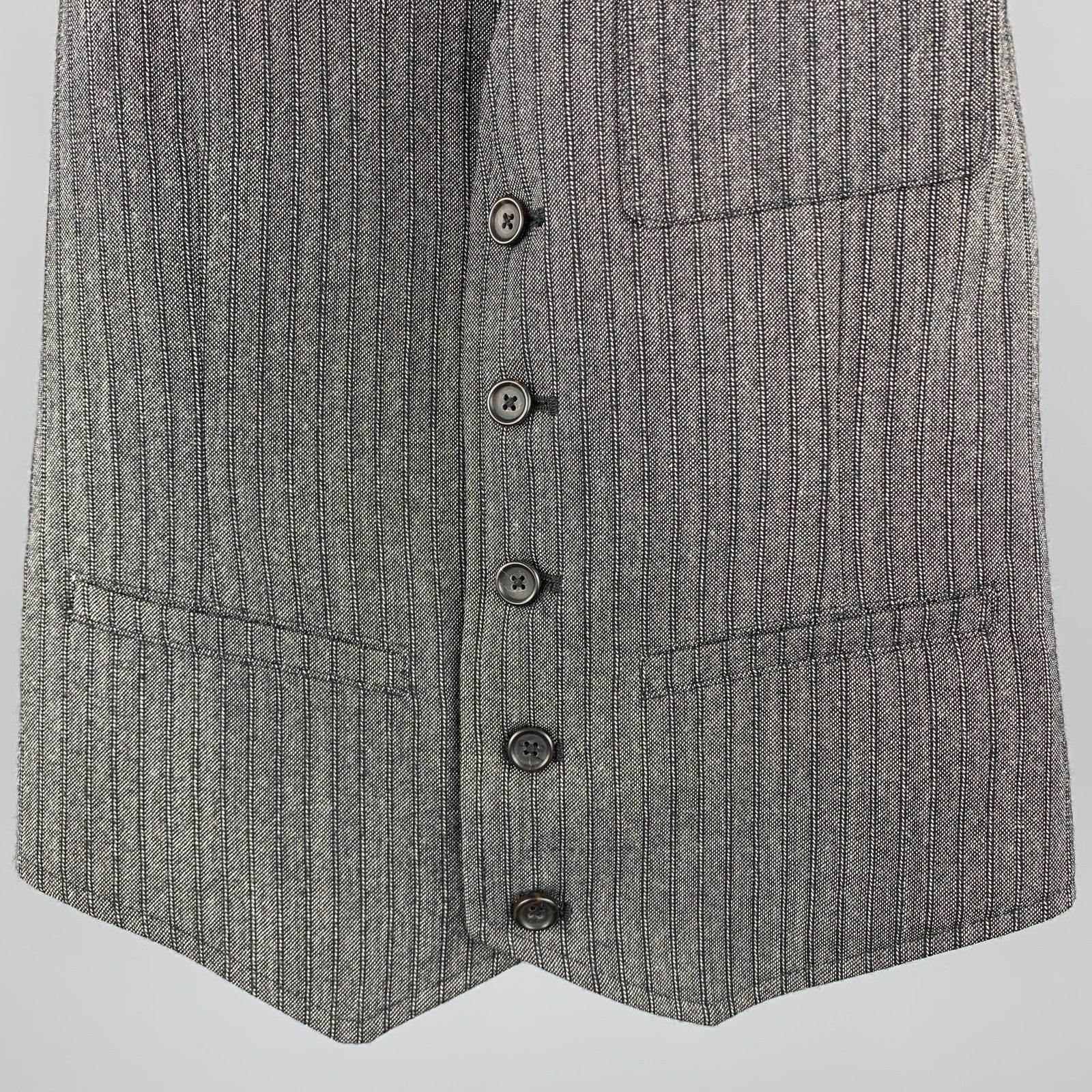 Marc by Marc Jacobs Size S Gray Stripe Wool Buttoned Vest (Indoor) Size 36R - 3 Thumbnail