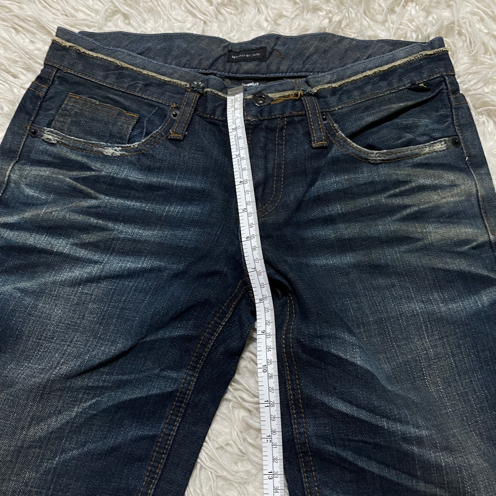 14th Addiction Vintage Japanese Brand Faded Wash Low-rise Denim Jeans Blue Size 29" - 17 Thumbnail