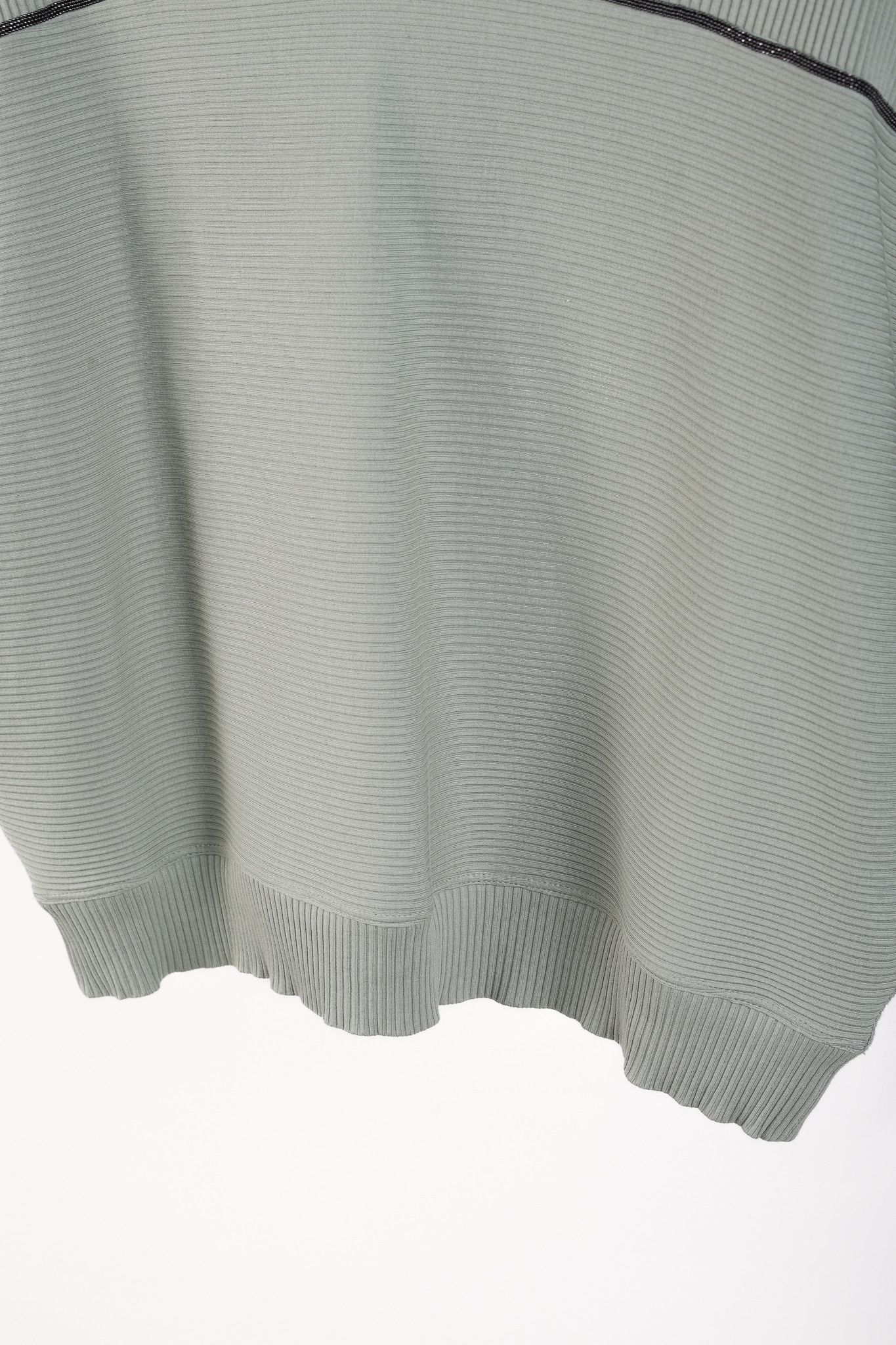 Brunello Cucinelli Brunello Cucinelli Monili Trim Ribbed V-Neck Cotton Tee Size L / US 10 / IT 46 - 7 Thumbnail