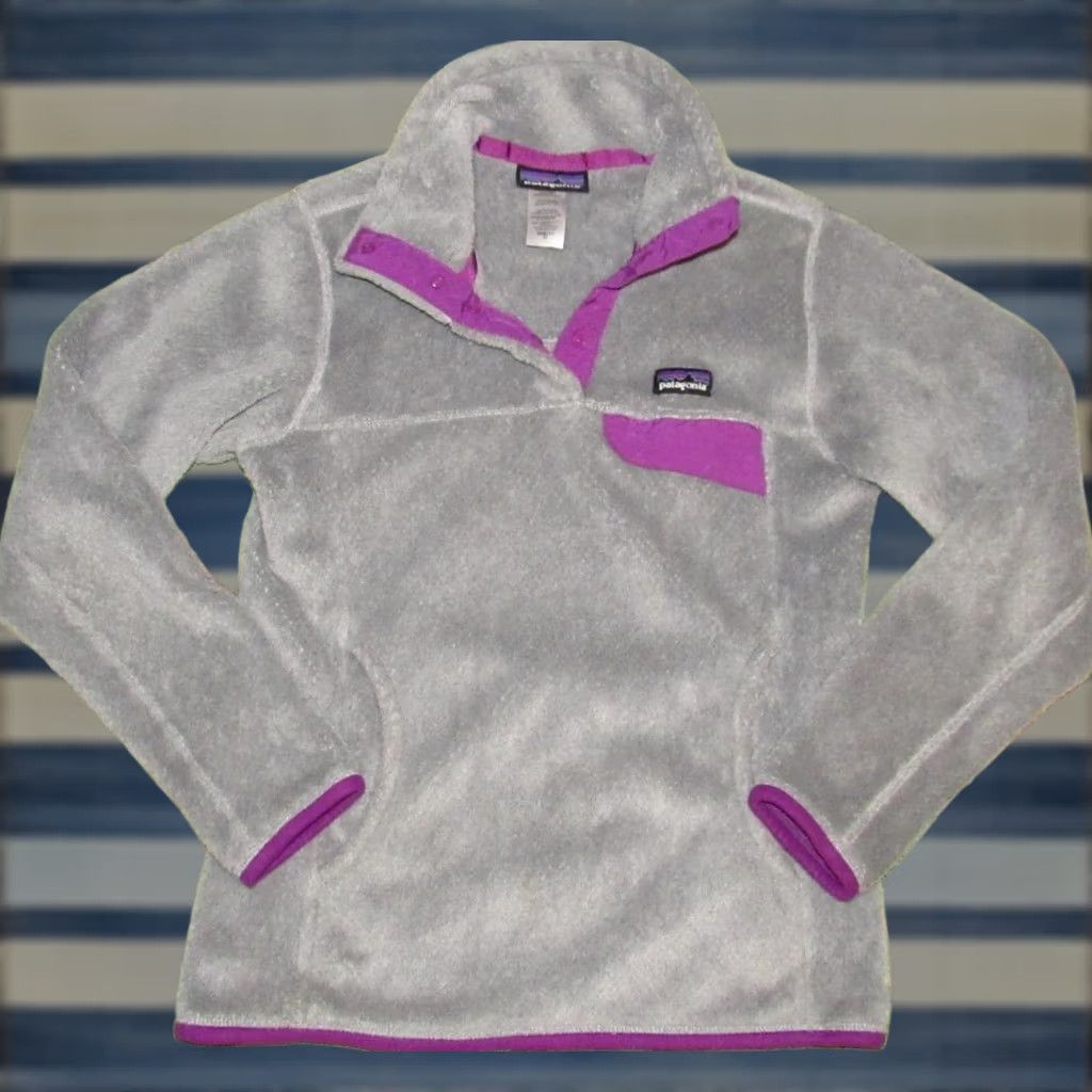 Patagonia PATAGONIA Grey Purple Snap T Re Tool Fleece Jacket XS Women's XS Gray Purple Fleece Jacket Size XS / US 0-2 / IT 36-38 - 1 Thumbnail