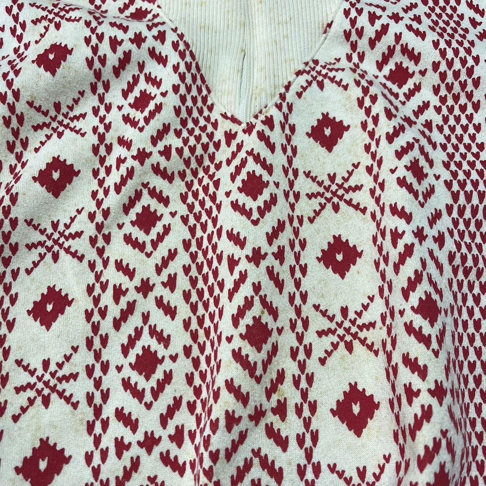 L.L. Bean × Vintage Vintagw 80s LL Bean White/Red Nordic Pattern Sweatshirt Size L / US 10 / IT 46 - 2 Thumbnail