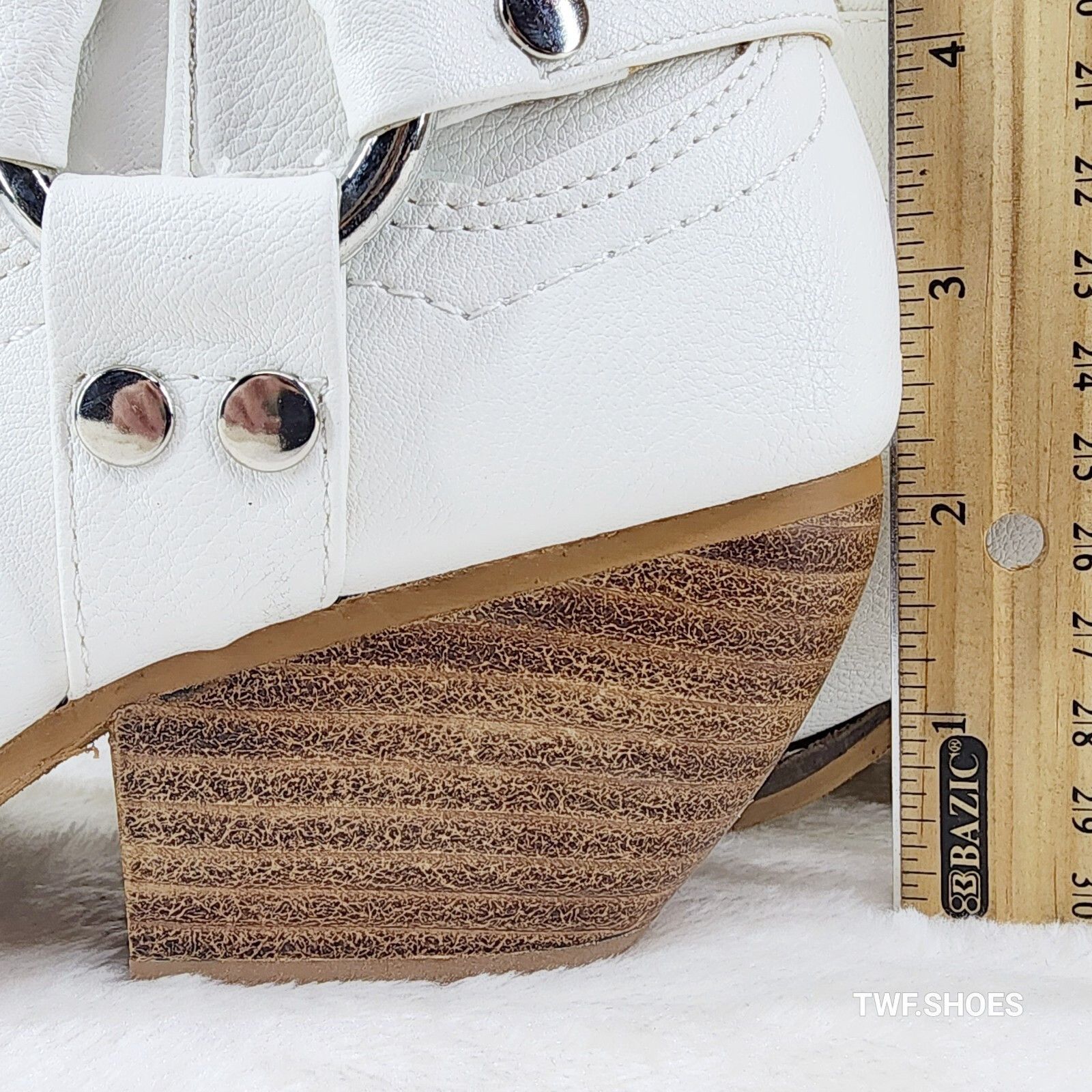 Other Western Rider Cut Harness White Leatherette Cowboy Pull On C Size US 8.5 / IT 38.5 - 7 Thumbnail