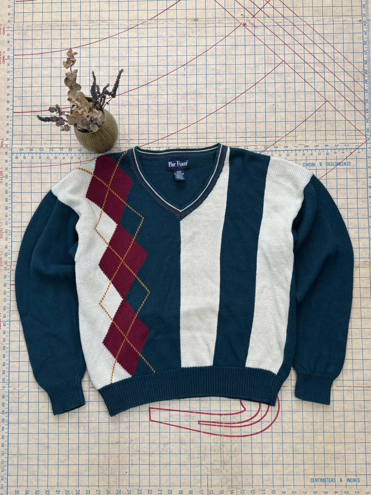 Vintage Vintage Par Four Argyle V-Neck Knit Sweater Mens Size Large Size US L / EU 52-54 / 3 - 1 Thumbnail