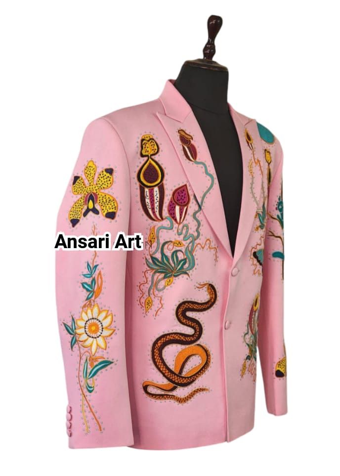 Other Men 2PC Customized snake embroidery cocktail prom outfit Size 46R - 3 Thumbnail
