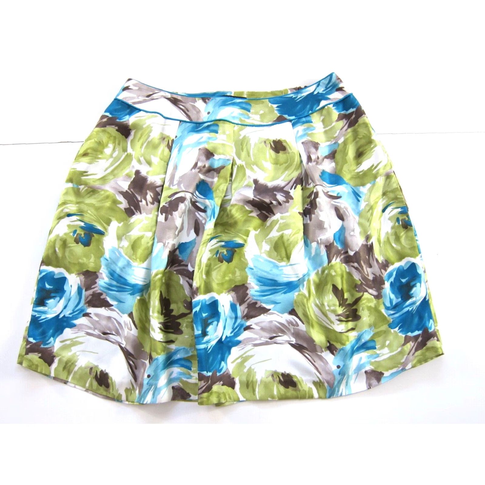 Talbots Talbots Skirt 16 Women Silk Floral Pleat A-Line Knee Length Green 100% Dressy Work Formal Women Size 38" / US 16 / IT 52 - 2 Thumbnail