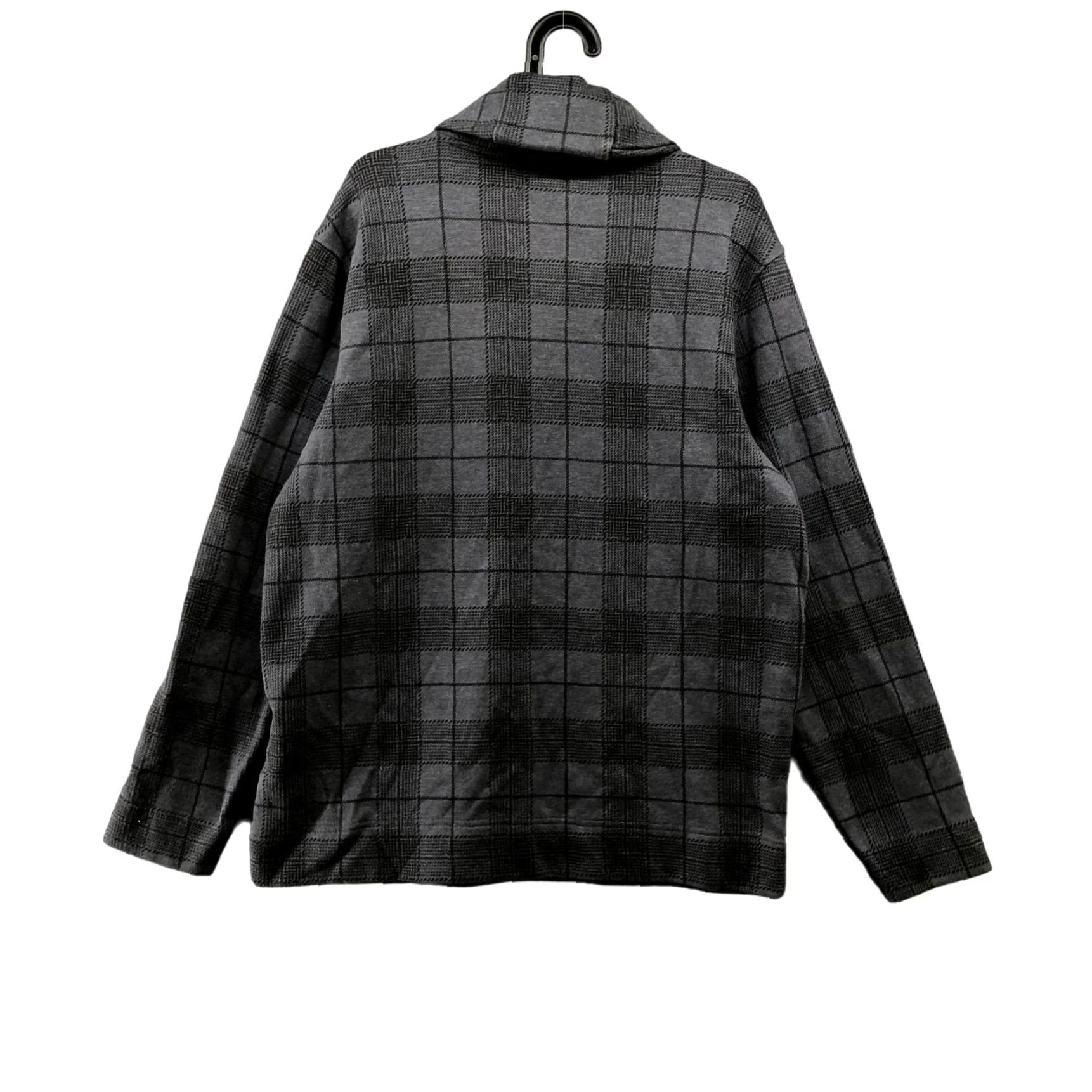 Tasso Elba VINTAGE Tasso Elba Mens Sweater Pullover XL Gray Plaid Fall Winter Cotton Blend Long Sleeve Collared Knit Casual Size US XL / EU 56 / 4 - 2 Thumbnail