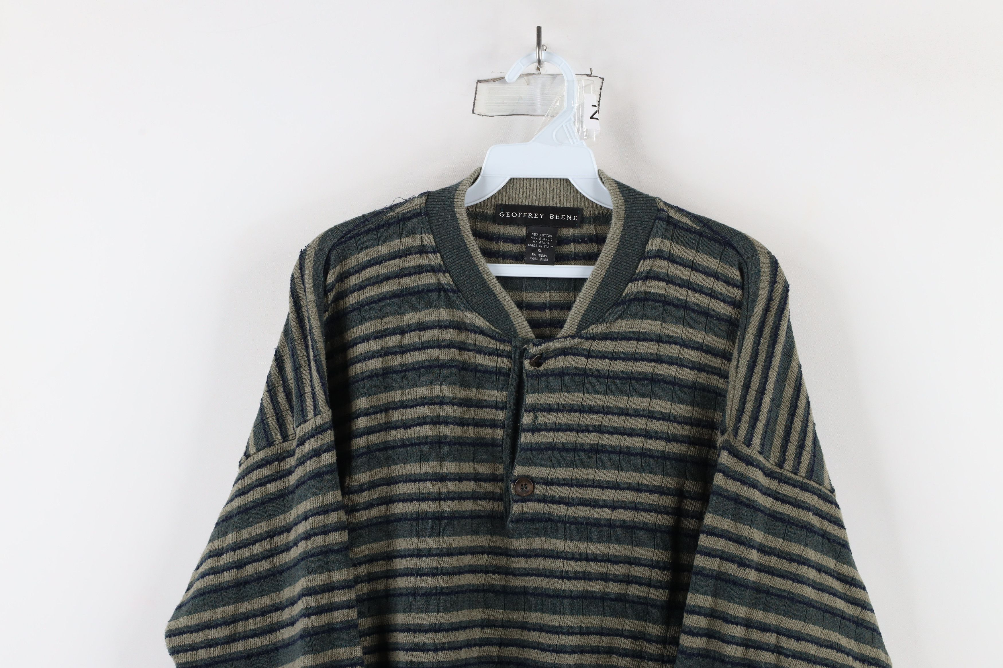 Vintage Vintage 90s Streetwear Block Lightweight Knit Henley Sweater Size US XL / EU 56 / 4 - 2 Thumbnail