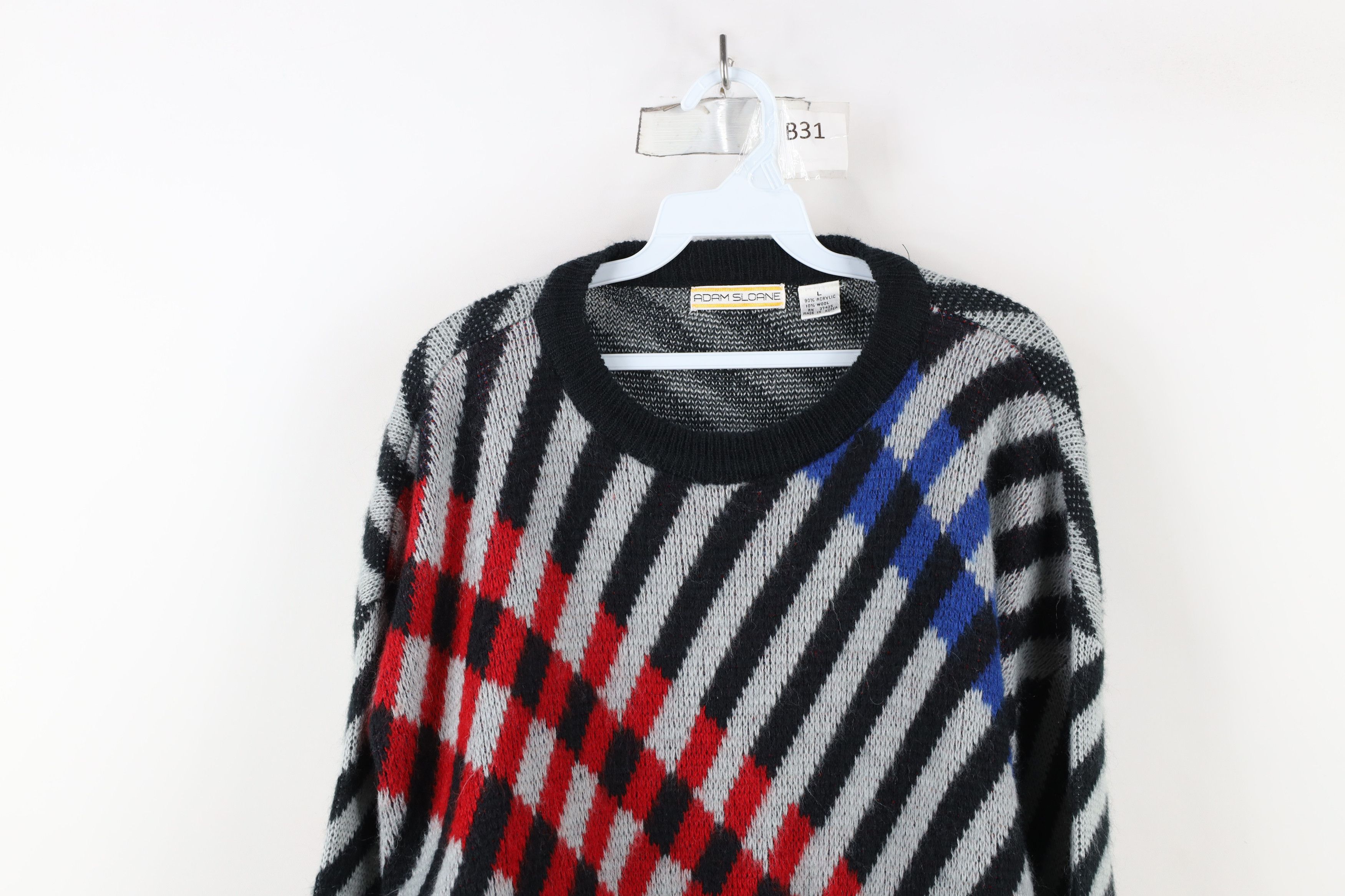 Vintage Vintage 90s Streetwear Blend Knit Cross Hatch Knit Sweater Size US L / EU 52-54 / 3 - 2 Thumbnail