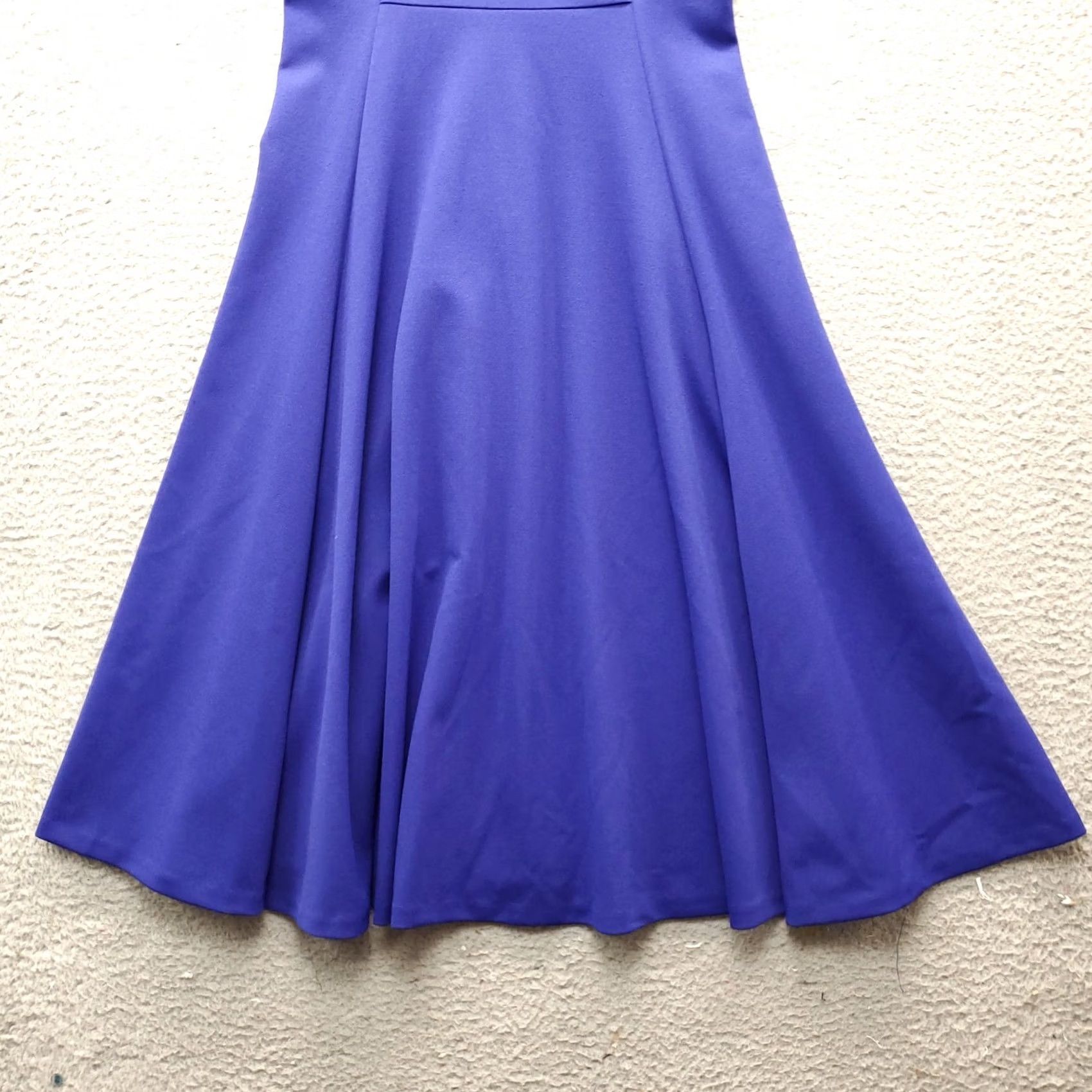 Calvin Klein Calvin Klein A Line Dress Womens Size 4 Blue Short Sleeve Back Zip - Solid, Knee Length, Puff Sleeve, Round Neck, Lined, Casual, Spring Summer, Womens Size 27" / US 4 / IT 40 - 2 Thumbnail