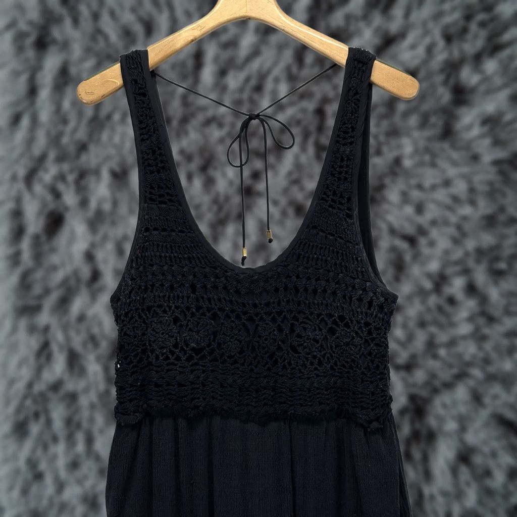 Free People Free People Jumpsuit One-Piece Women’s L Black Crochet Bohemian Sleeveless Wide-Leg Size L / US 10 / IT 46 - 1 Thumbnail