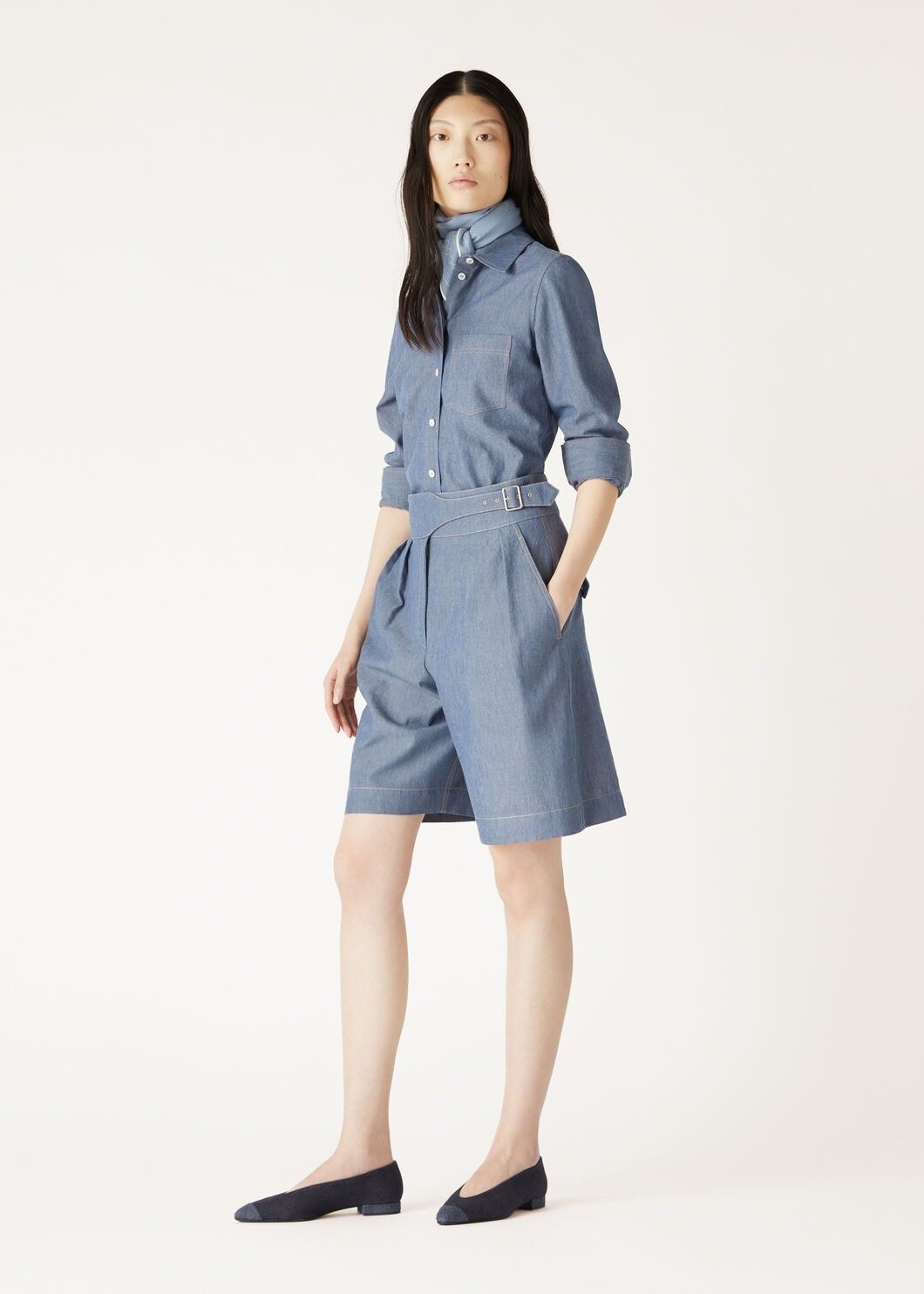 Loro Piana o1srvl11e0825 FAO4046 Roslyn Shirt in Blue Size S / US 4 / IT 40 - 2 Thumbnail