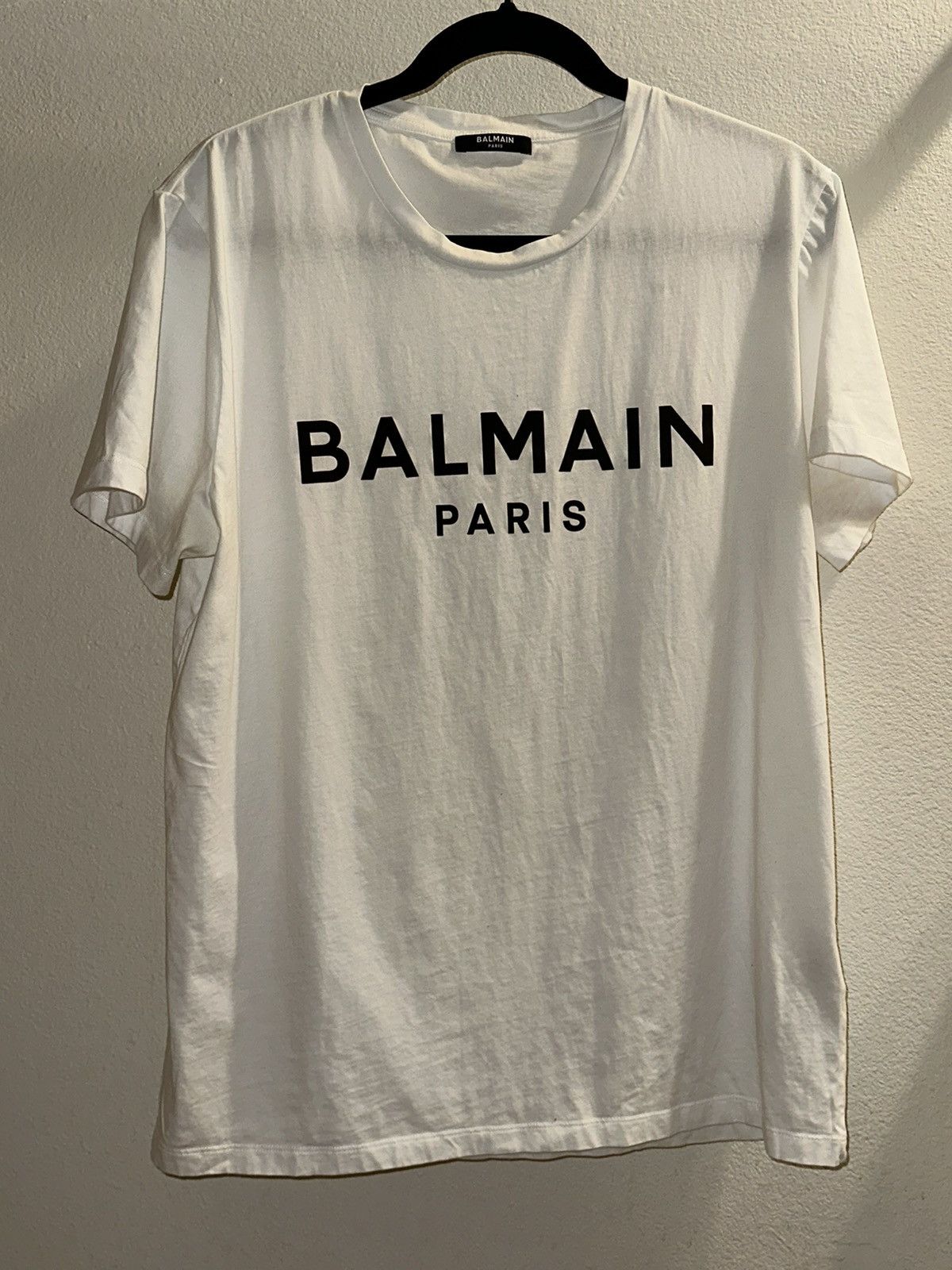 image of Balmain Paris White Logo Tee, Men's (Size XL)