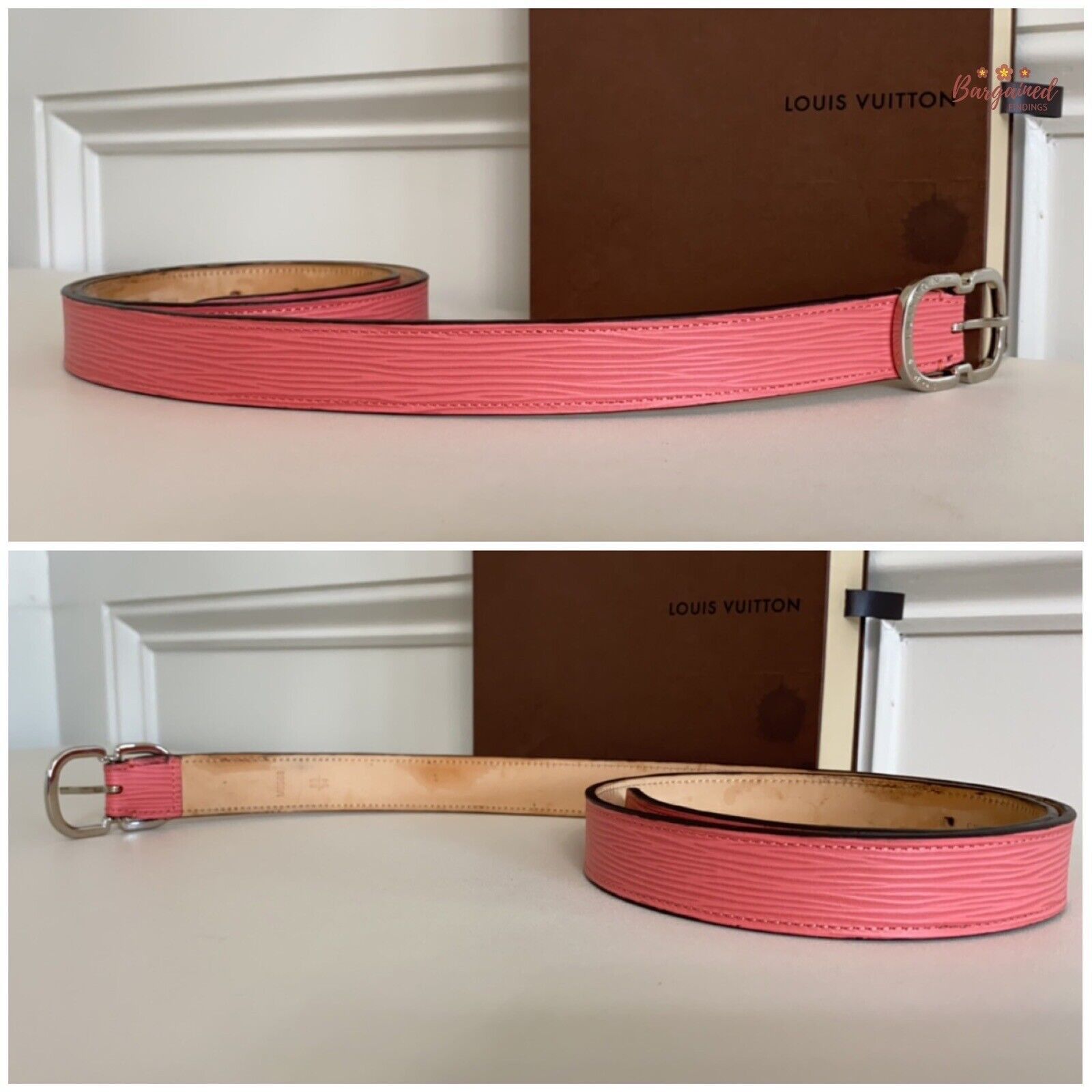 Louis Vuitton Louis Vuitton Pink Epi Leather Silver Butterfly Buckle Belt Size ONE SIZE - 3 Thumbnail