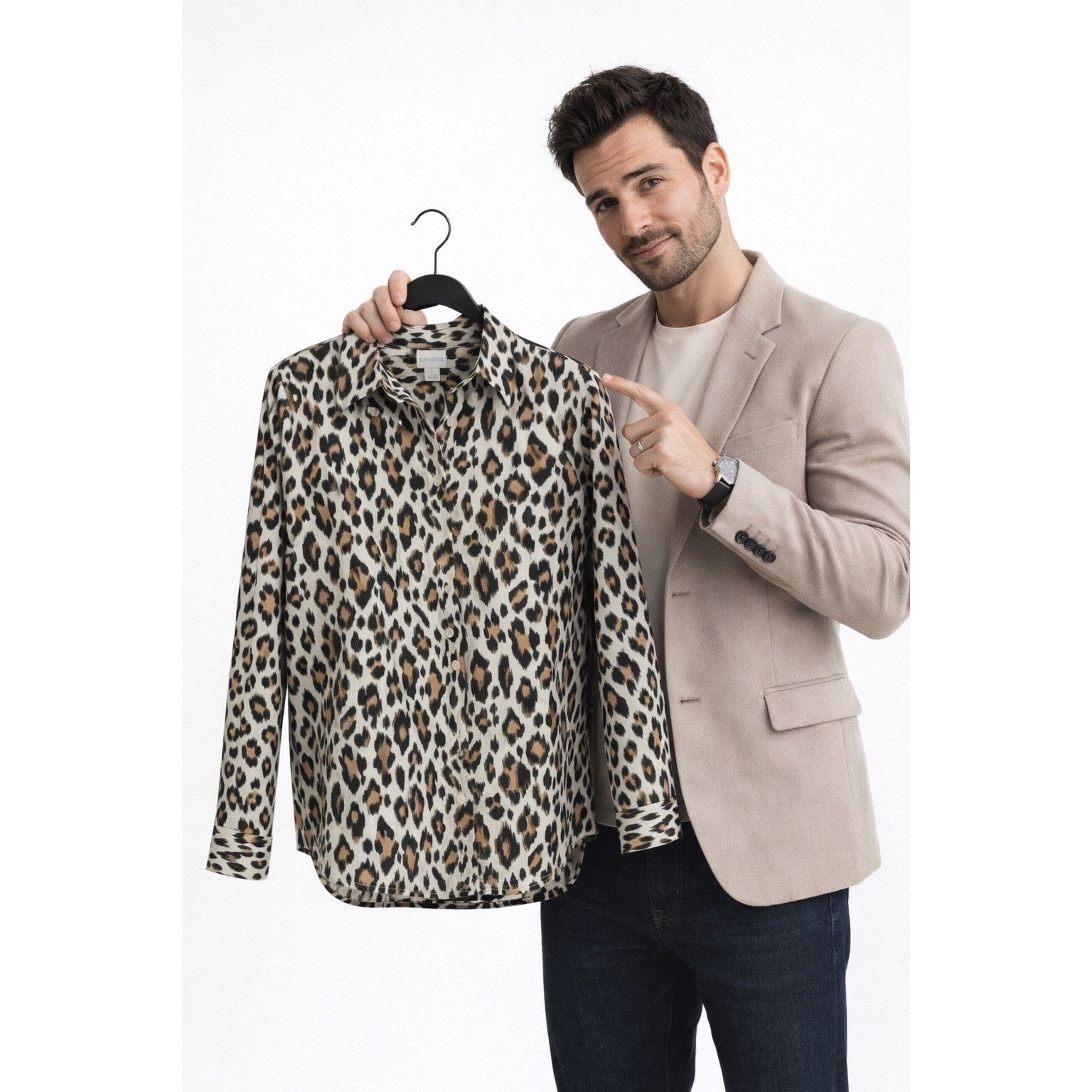 Chicos Chico’s Leopard Print No Iron Blouse Sz 1 Cotton Button Up Size M / US 6-8 / IT 42-44 - 3 Thumbnail