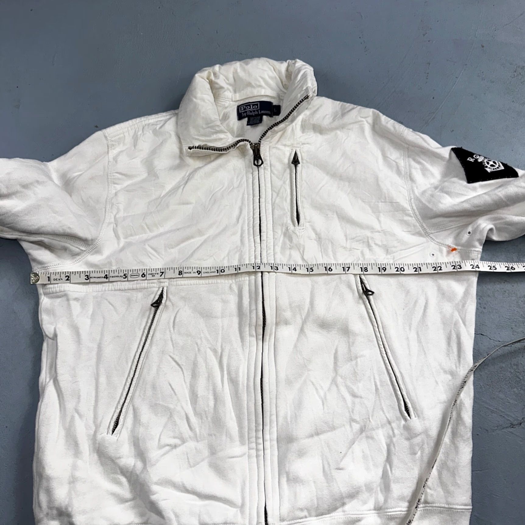 Ralph Lauren VINTAGE Polo Ralph Lauren Jacket Coat RL Logo Zip Hooded White Blue 90s Mens L Size US L / EU 52-54 / 3 - 5 Thumbnail