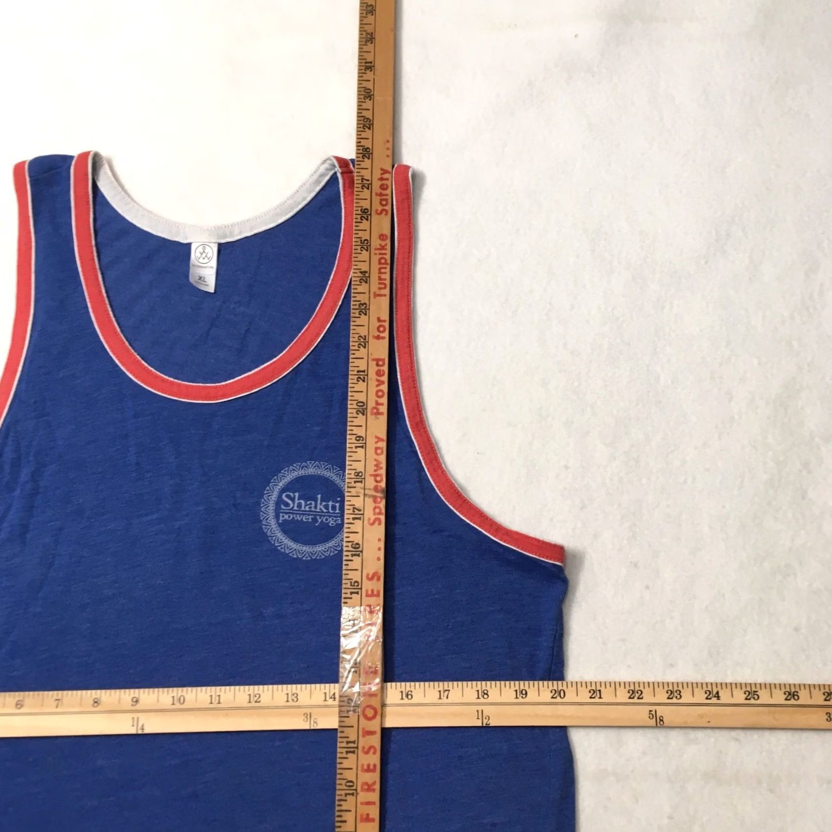 Vintage Alternative Mens BLUE Tank Top POWER Yoga Climbing Shirt XL Blue Logo Shirt Bohemian Hippie Sports Mens XL Blue Size US XL / EU 56 / 4 - 4 Thumbnail