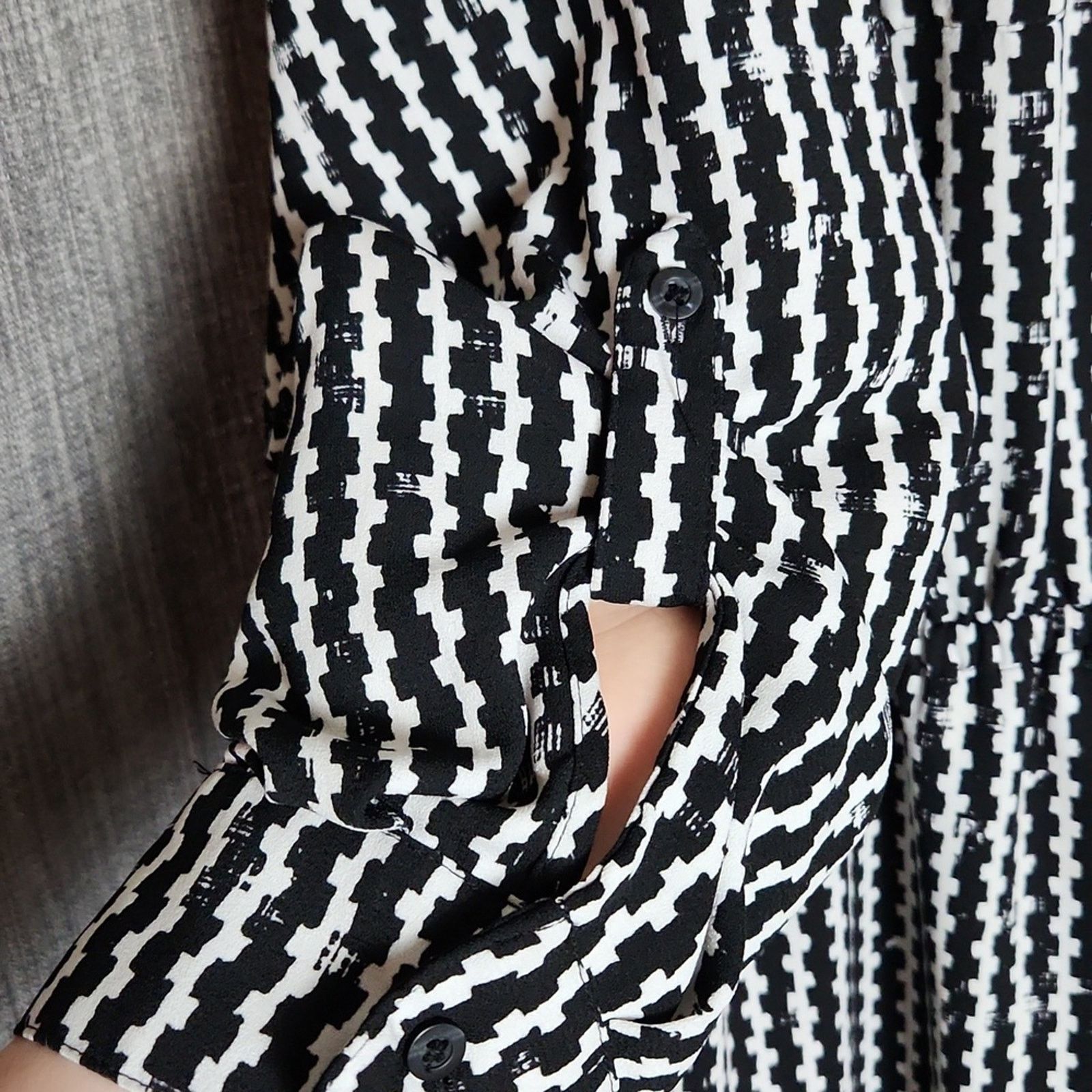 Apt. 9 Apt. 9 Size 22W Dress Black & White Geometric Print Midi Size 3XL / US 20-22 - 7 Thumbnail