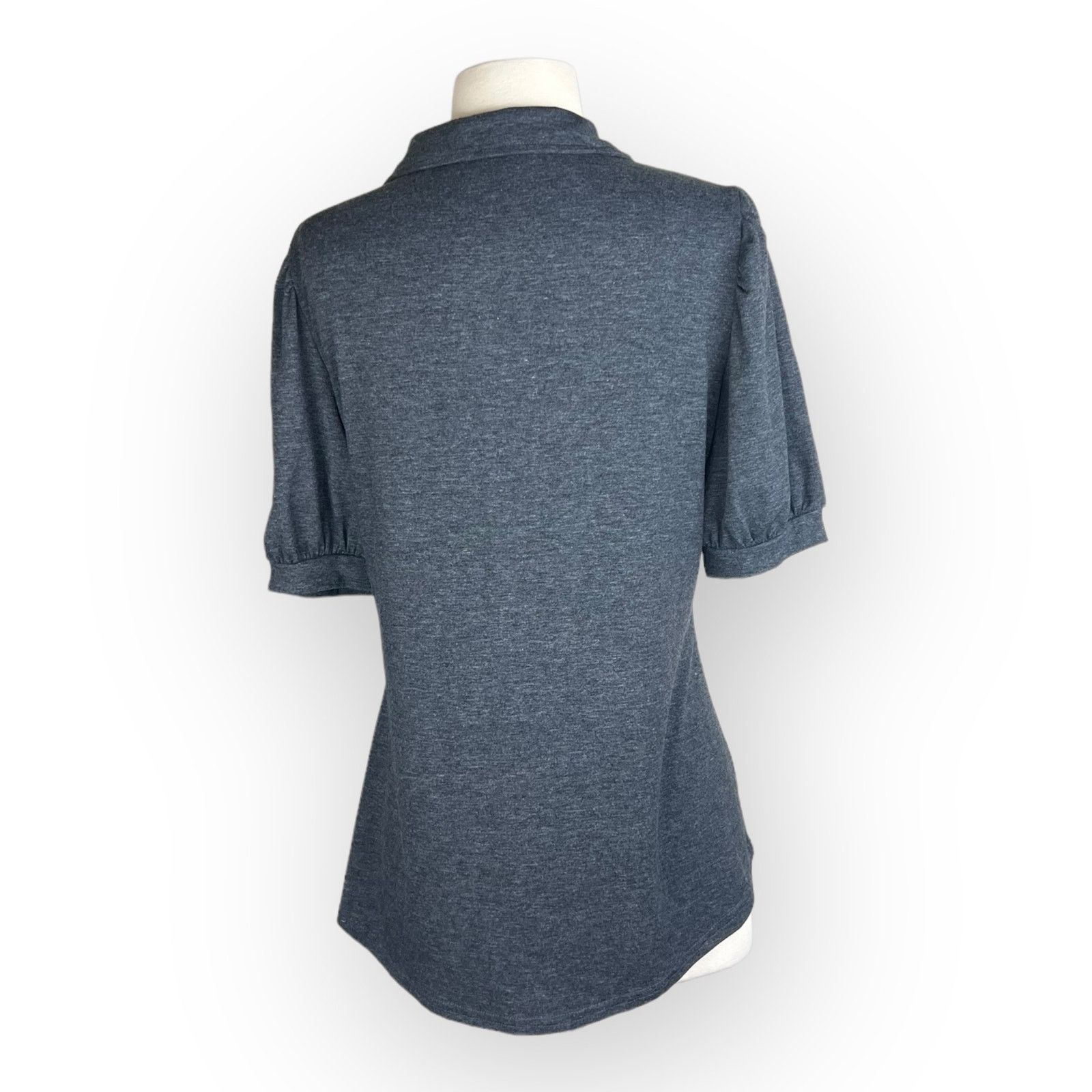 Kohl's Women's Lapel Collar Button Puff Short Sleeve Top Casual Size M / US 6-8 / IT 42-44 - 8 Thumbnail