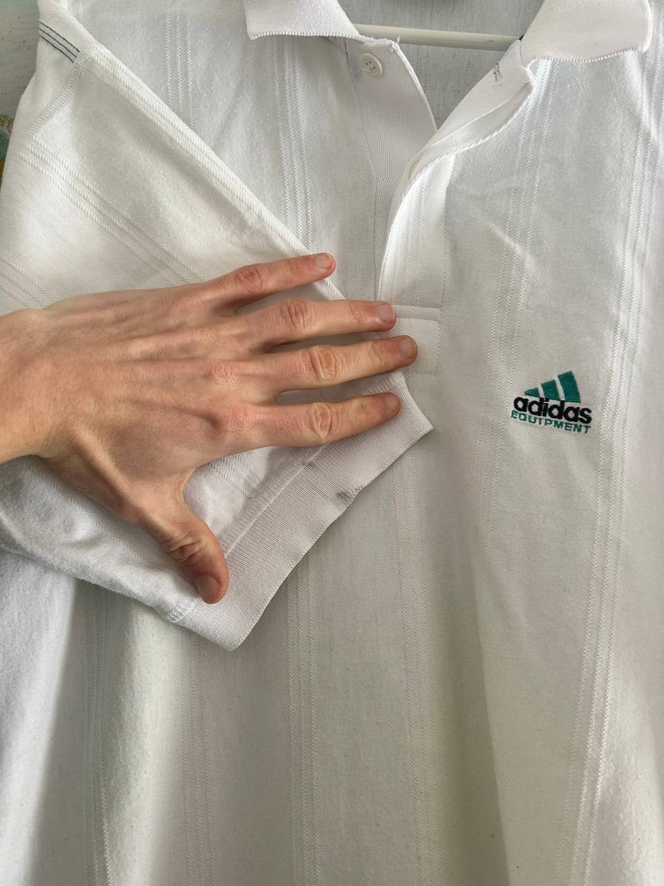 Adidas Vintage Adidas Equipment Polo Shirt White Green EQT 90s Size US L / EU 52-54 / 3 - 4 Thumbnail