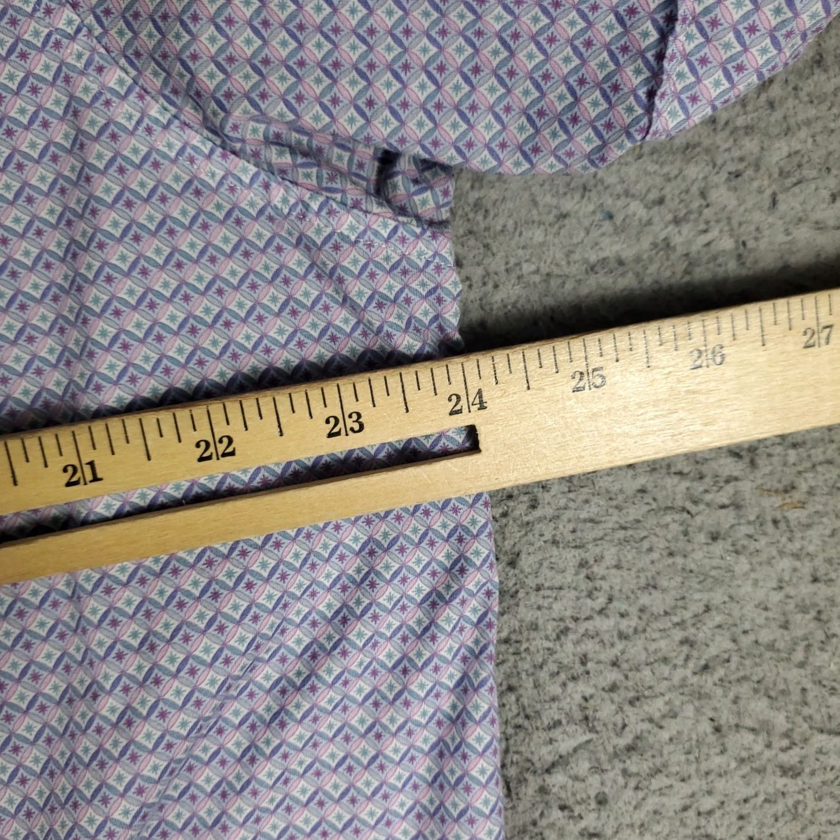 BUGATCHI Bugatchi Uomo Shirt Mens XL Purple Geometric Button Up Short Sleeve Shirt Men Purple Geometric Button-Up XL Size US XL / EU 56 / 4 - 5 Thumbnail