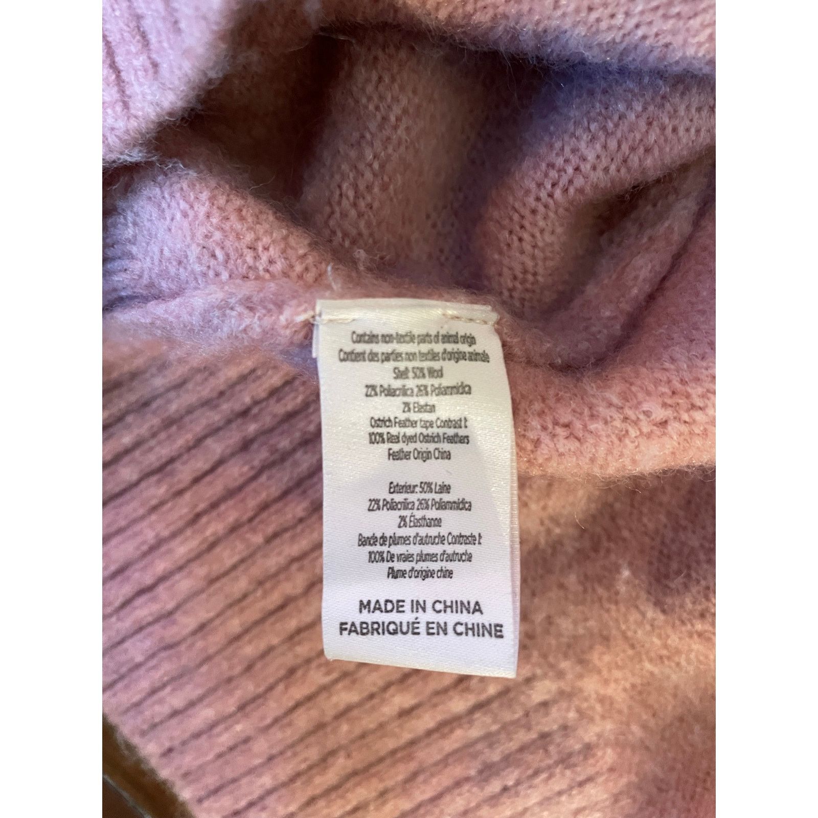 Cinq a Sept Cinq à Sept Pink Feather Trim Wool Blend Sweater Size Small Size S / US 4 / IT 40 - 6 Thumbnail