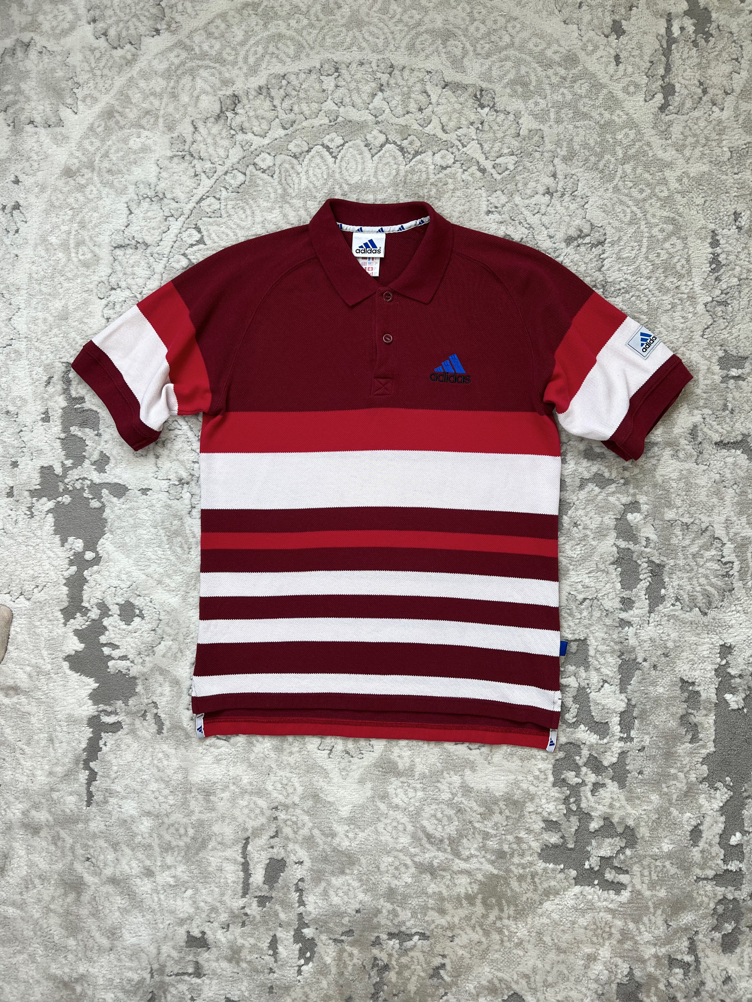 Adidas Vintage Adidas Striped Polo Shirt - Corporate Logo Line Size US S / EU 44-46 / 1 - 1 Thumbnail