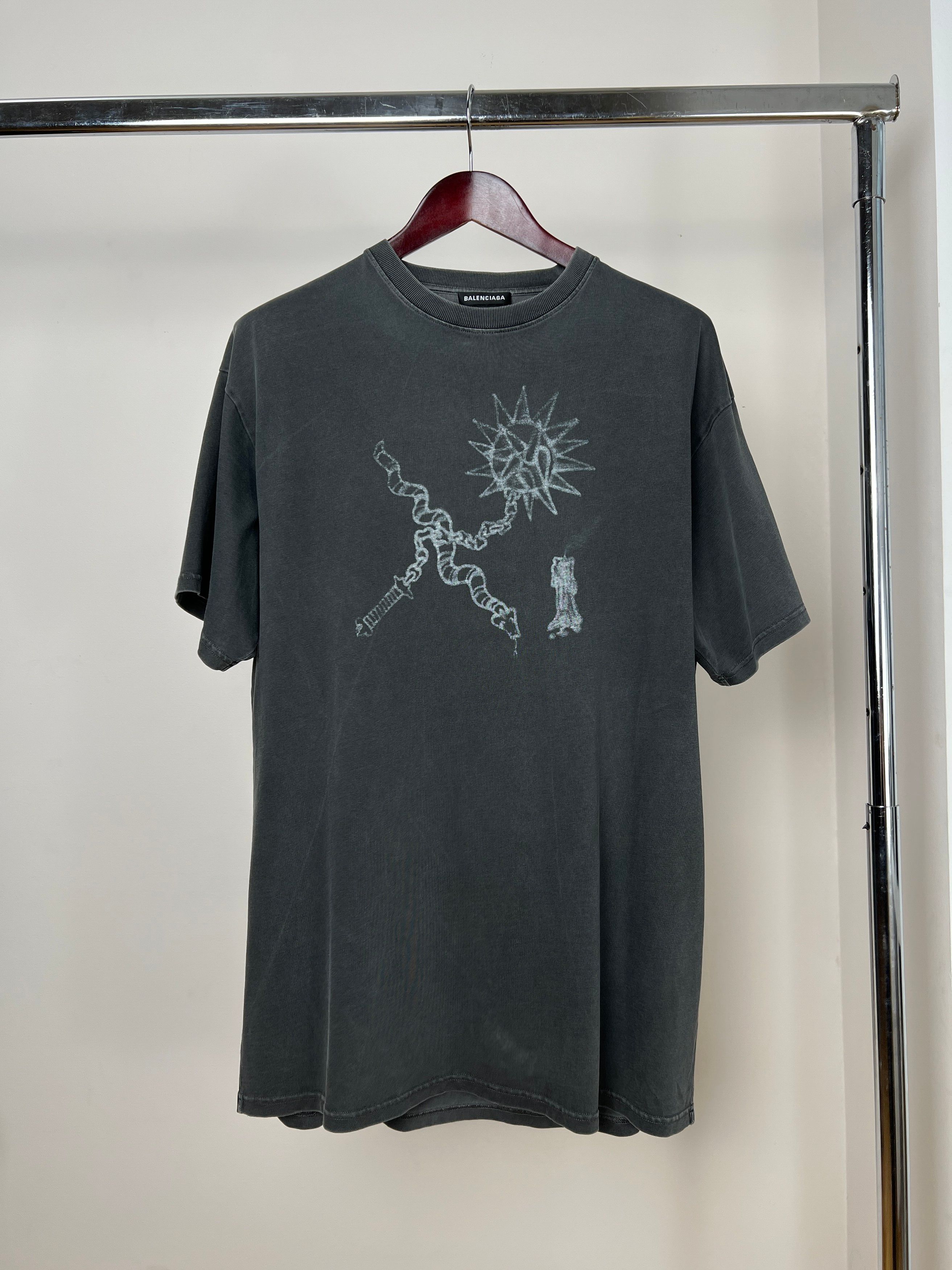 Pre-owned Balenciaga T-shirt With Abstract Print In Grey
