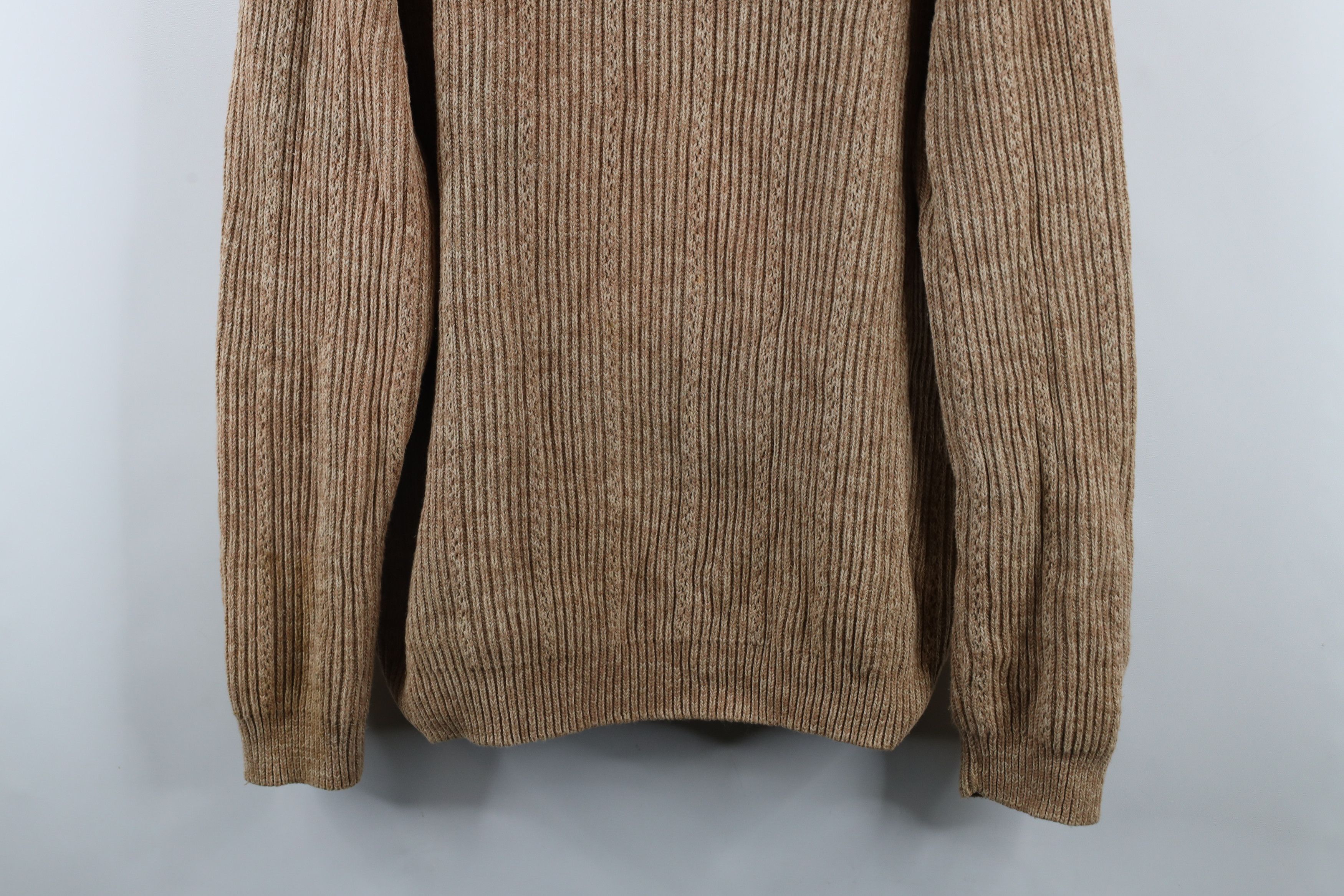 Chaps × Vintage Vintage 90s Chaps Cotton Ribbed Knit Sweater Oatmeal Brown Size US L / EU 52-54 / 3 - 3 Thumbnail