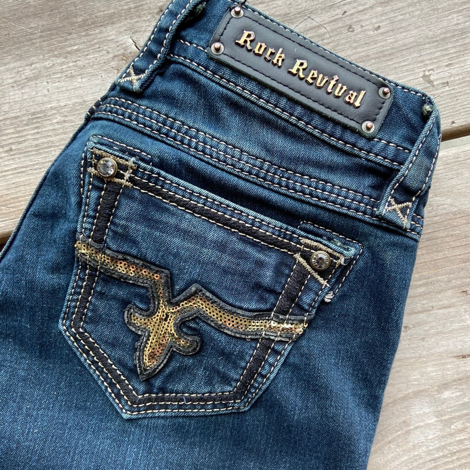 Rock Revival Rock Revival Buckle Jacklyn Super Skinny Dark Jeans 28 Size 28" / US 6 / IT 42 - 2 Thumbnail